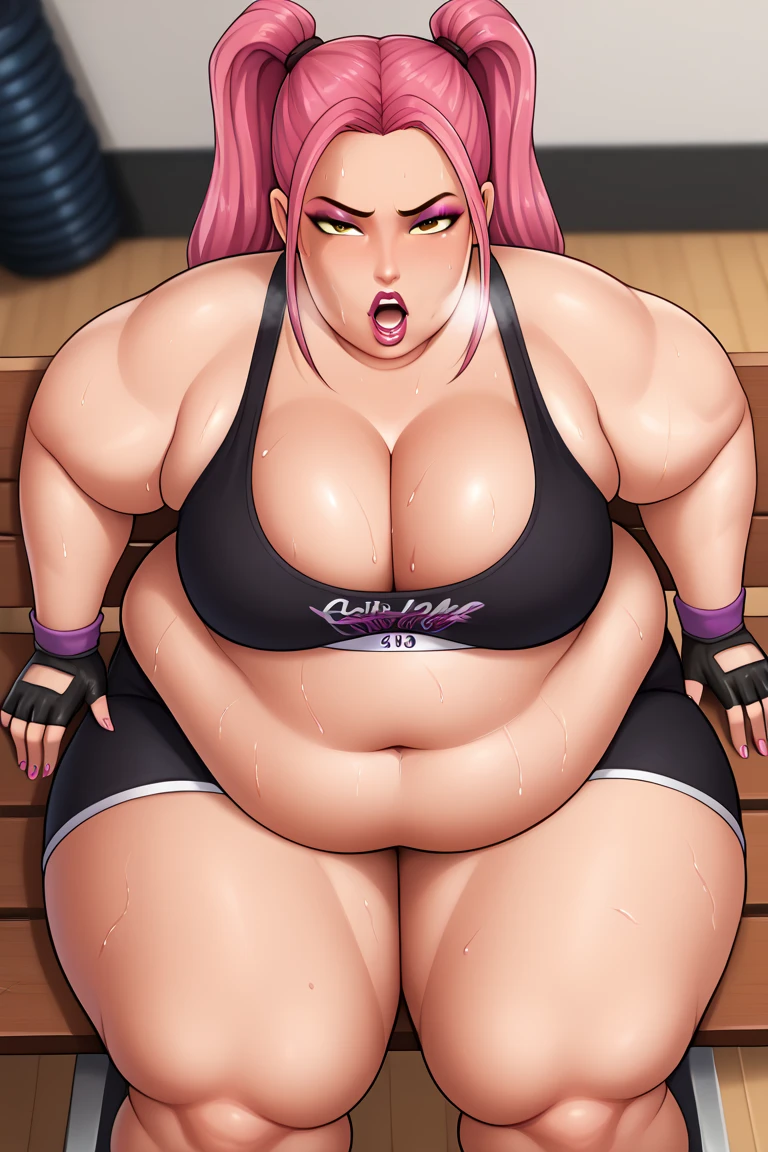 grosse poitrine, cheveux longs, cheveux vivants, , seul,, Muscular girl, Grande femelle, sourire, full body, vest, berserker, warrior, revealing cloths, (1girll), huge tit, Breasts, Conque, Moisturizes skin, ,trpical garden , black and green cheongsa, realistic illumination，top Quority，8K, masterpiece, Muscular female, Muscular, 10 Abs, Elaborate CG artwork, (best qualtiy, exquisite detailing, absolute masterpiece), (Head to Toe Image)), ((Full body image)),(plus size model)), (((mahogany colored dark skin))), ((Short bob cut,Blunt bangs)), (Beautiful mahogany black skin with 、One woman in white swimsuit and high heels), (((Light silver hair))), Detailed beautiful mature face, very detailed beautiful face and eyes, (detailed  and sharp eyes), (black shiny purple lips)), (black Eye Shadow), blush, (sadistic  smile), (Curvaceous), ( unbelievably huge curvaceous hips), (very huge sensual ass), (ridiculously massive thick thighs), (sweaty skin), (elf ears),(wet oily skin), Fingernail Art, Jewelry, Bracelet, hoop earrings. Tongue out:1.6, long tongue:1.5