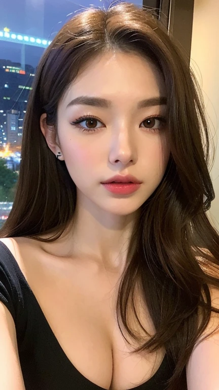 ((Highest quality, 8K, masterpiece :1.3)),Dynamic pose,((Asking for a kiss)),Open your mouth,(((Bring your face closer))),Pink blush:1.2,blush:1.2, Red lipstick:1.2,Dark lipstick:1.2,Slim face, Sticking out tongue, ???????????:1.3, Highly detailed face, double eyelid,Looking into the camera,((?????)),(Pink ???????),Small ??????,(masterpiece: 1.3), (Maximum resolution: 1.4), (Ultra-high resolution: 1.2. Cinematic Light, Ultra-high resolution, (Detailed eyes and skin), (Detailed facial features), 8K resolution, Perfect Style, Beautiful expression、Highly detailed face and skin texture,(pubic hair:1.2),((Detailed ??????)),((Pure white skin:1.3)),Glossy Lips:1.2,(Straight Hairstyles、Light brown hair),height: 175cm,(In hot water),(hot spring),outside,((Sensual look)),From above