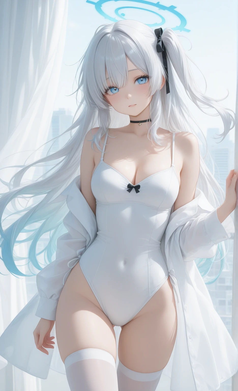 animated girl in a white  clothes,  pose, legs spread, girl wet, wet transparent clothes, girl wet by the Rain, wet hairs, traces of water, outdoor raining, storm, bad weather , frontline girls, des chevaliers,  animated girl, , best rated on pixiv, Tendances sur ArtStation pixiv, Anya de la famille Spy X, avec un miroir, female character'anime, du jeu vidéo Azur Lane, les gars, (animated girl), style voie d'azur
