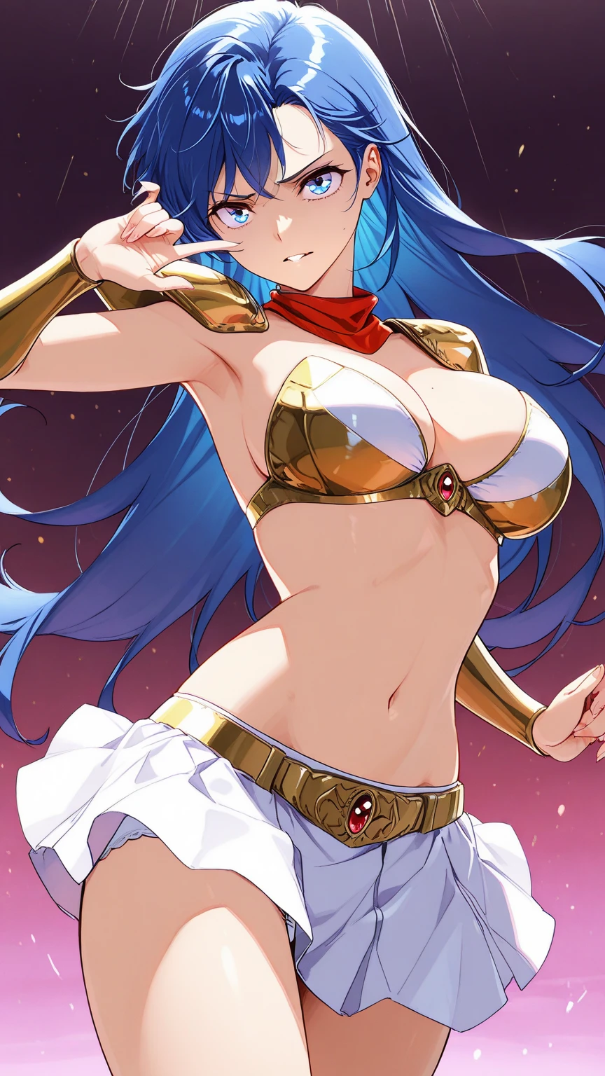 tmasterpiece，Best quality at best，1girll，Blue clothes，cowboy lens，dynamicposes，dynamic angle，One girl,full bodyesbian, torn cloth, ?????????, hand behind head, Underarms, , Tears, Humiliated, 浴室,Long hair,Heart-shaped pupils, Torn clothes, upper legs,Pathetic,exhibitionism，Clothes open，??????? out