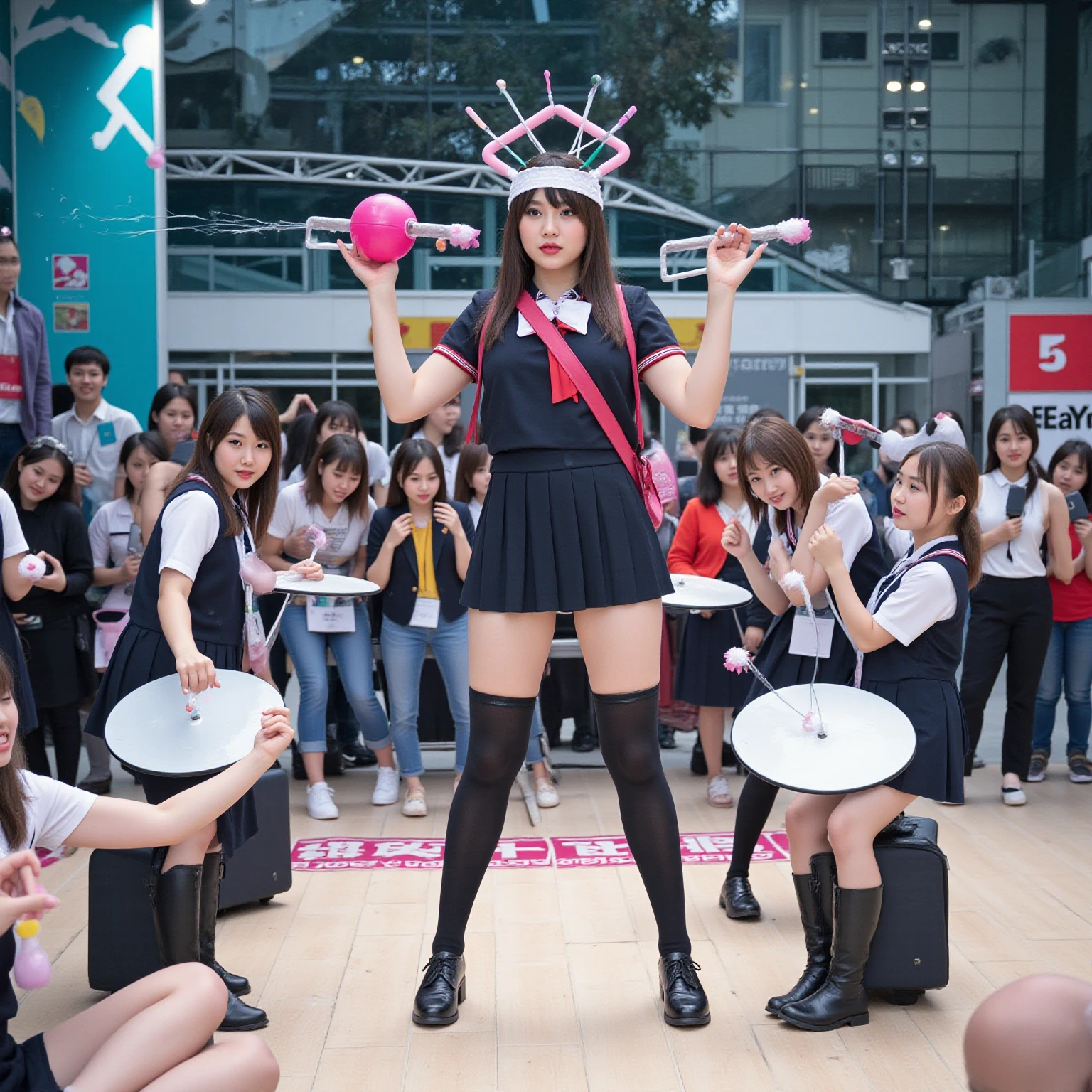 Absurd resolution, high resolution, (master masterpiece: 1.4), hyper-detail, stand-up comedy audience looked at the stage, expression shocked and surprised, open mouth,