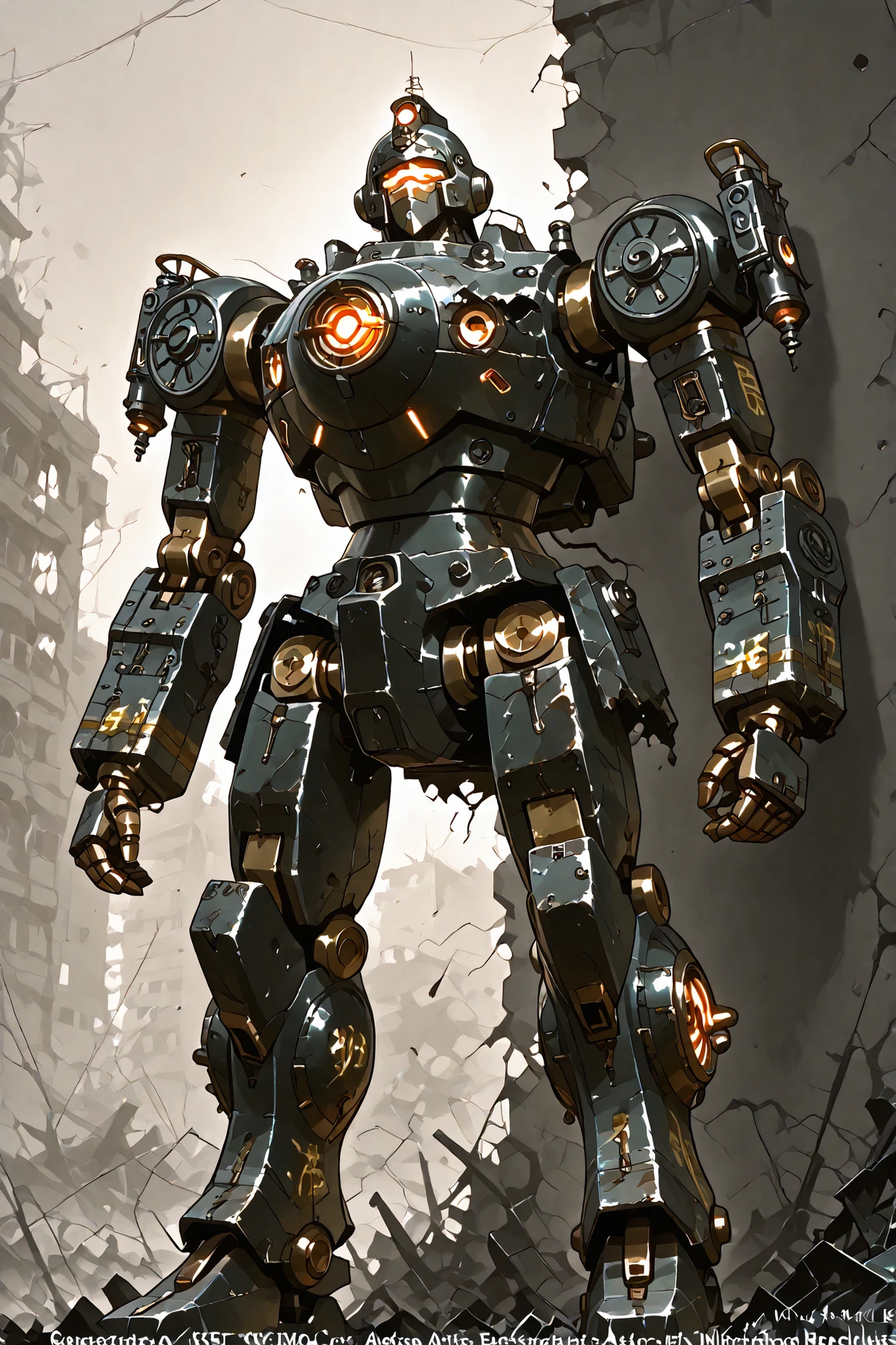 robot, all ages, Against the background of the destroyed metropolis