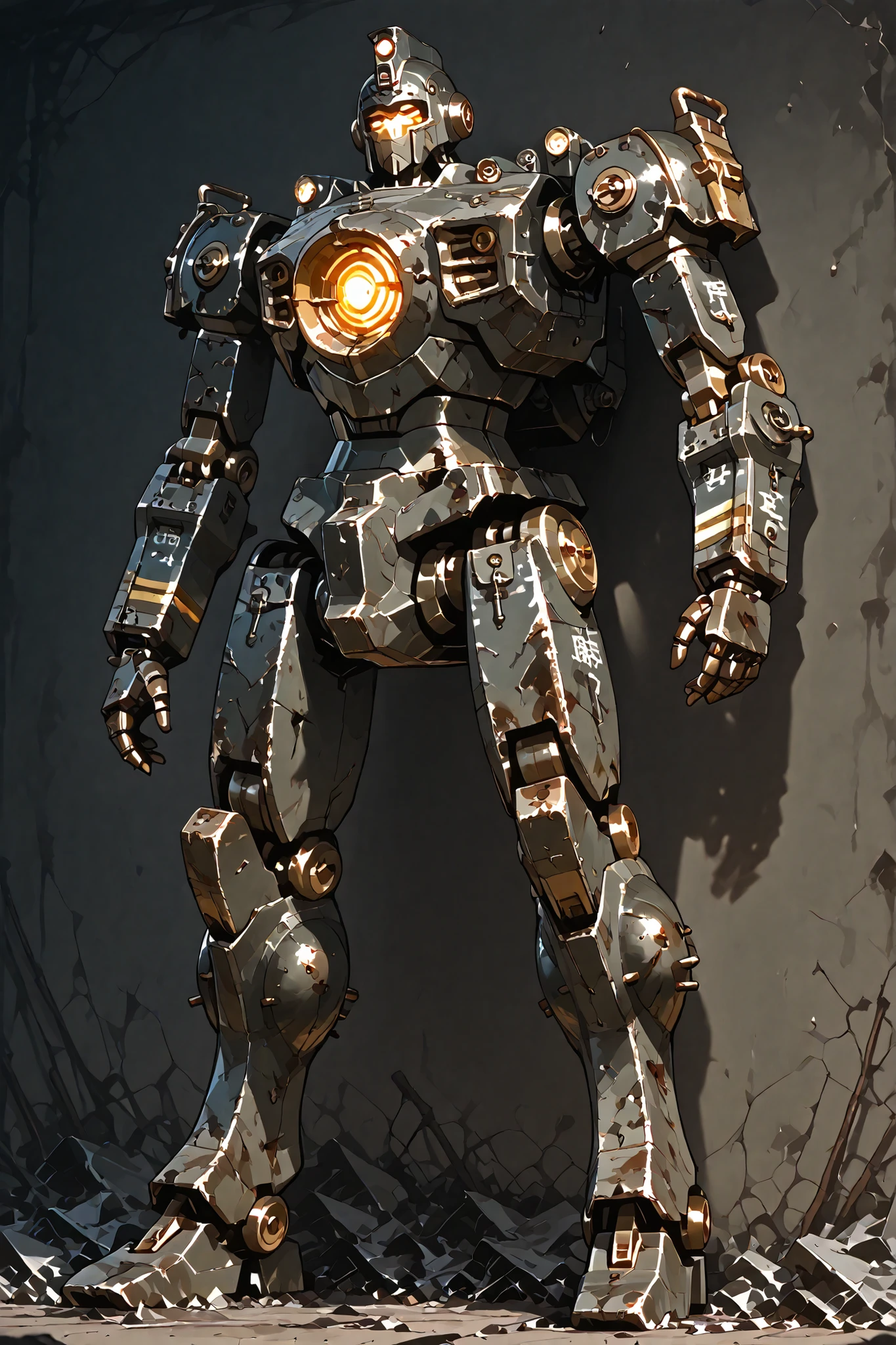 robot, all ages, Against the background of the destroyed metropolis