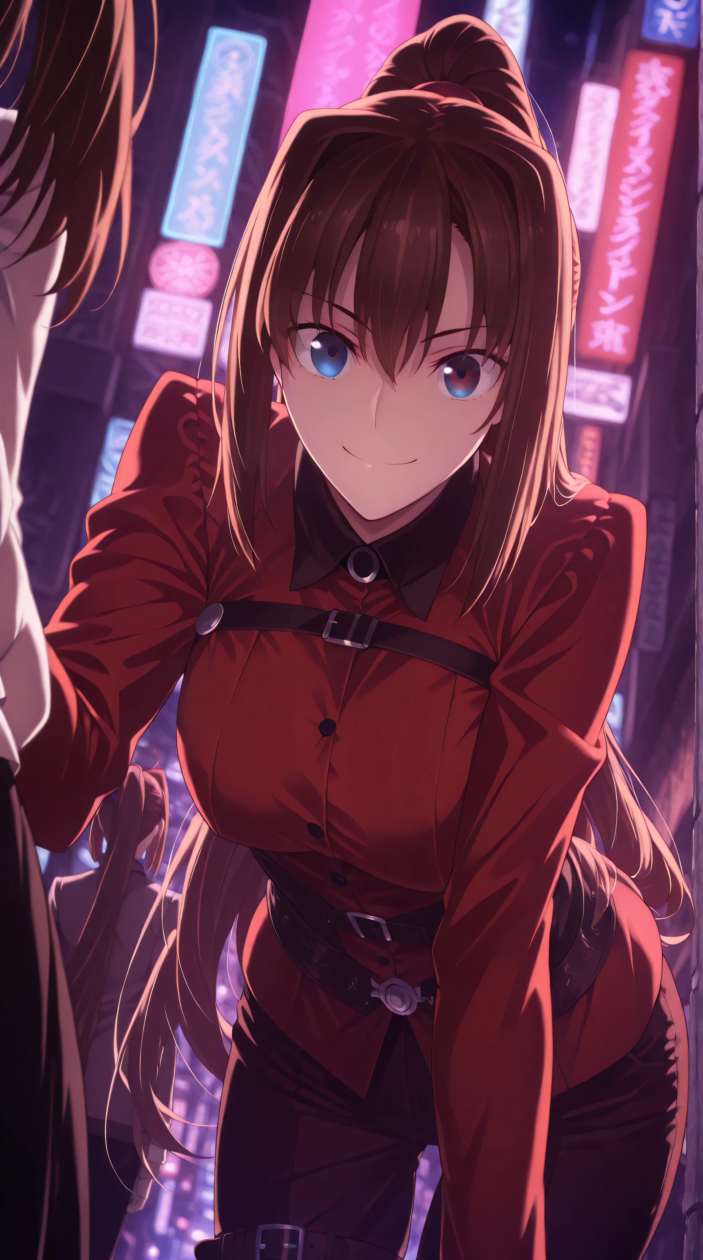 Viewers' Perspectives.looking at viewer,sight, whole ,facing each other,depicted in the center,1 girl,1 girlズ, ,score_9, score_8_up, score_7_up, Source_Anime, Wizard's Night,
Aoko Aosaki , Aoko Aosaki,
Aoko Aosaki, Blue Eyes, hair between the eyes, long hair, hair intake ,
belt boots,, brown hair,bunny girl,
outdoor, cityscape, beautiful girl leaning forward, Smile,
cowboy shot, staring at viewers, solo, Dutch angle, skasaha Fate/Grand Order,high resolution , masterpiece , Necessary , details , best Quality , Quality , Necessary , tall detailss , High detailss , correct , 2 Girls , solo , ufotable style , ufotable Anime , skasaha , skasaha Fate/Grand Order , destiny , Fate/Grand Order , long hair , red eyes , cosplay ,bunny girl,ponytail,Sexy、erotic、bunny girl,