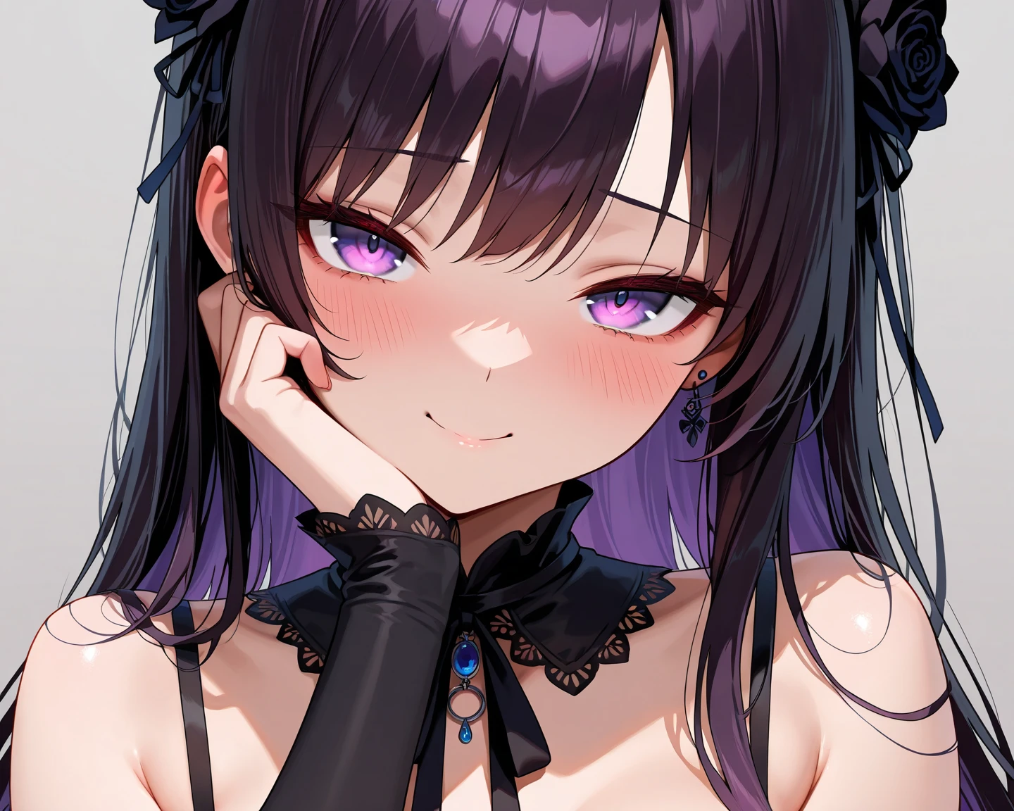 masutepiece, best quality, uma mulher de 25yo, ((cara fria)),Sombra,Berry Berry Shorthair,Colhendo a nuca,Live music club,Purple eyes,cabelo blac,Lapis lazuli gemstone necklace,((sharp eyes)),roupa apertada, fundo azul e verde,tambor,Os artistas,audience,alto contraste,Big,beautiful lips,grandes piercings,Jaqueta Preta Grande,Rightward,a parte superior do corpo,luzes coloridas,hiper realidade,texturas naturais da pele,Cantos Suspensos dos Olhos