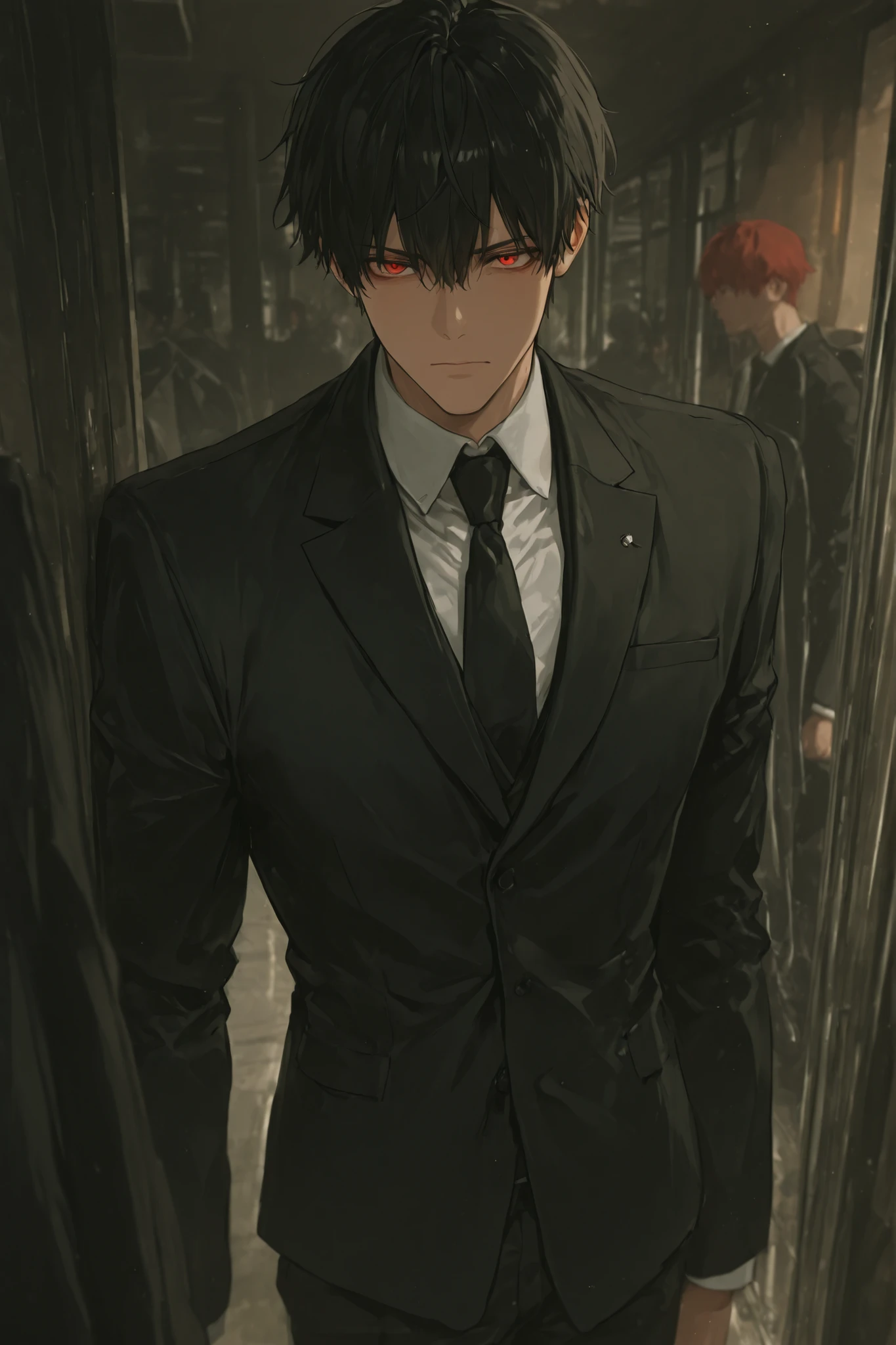 ((top quality)), ((Masterpiece)), ( details), animation、top quality、details, one men ,  Red eyes,  no make, suit