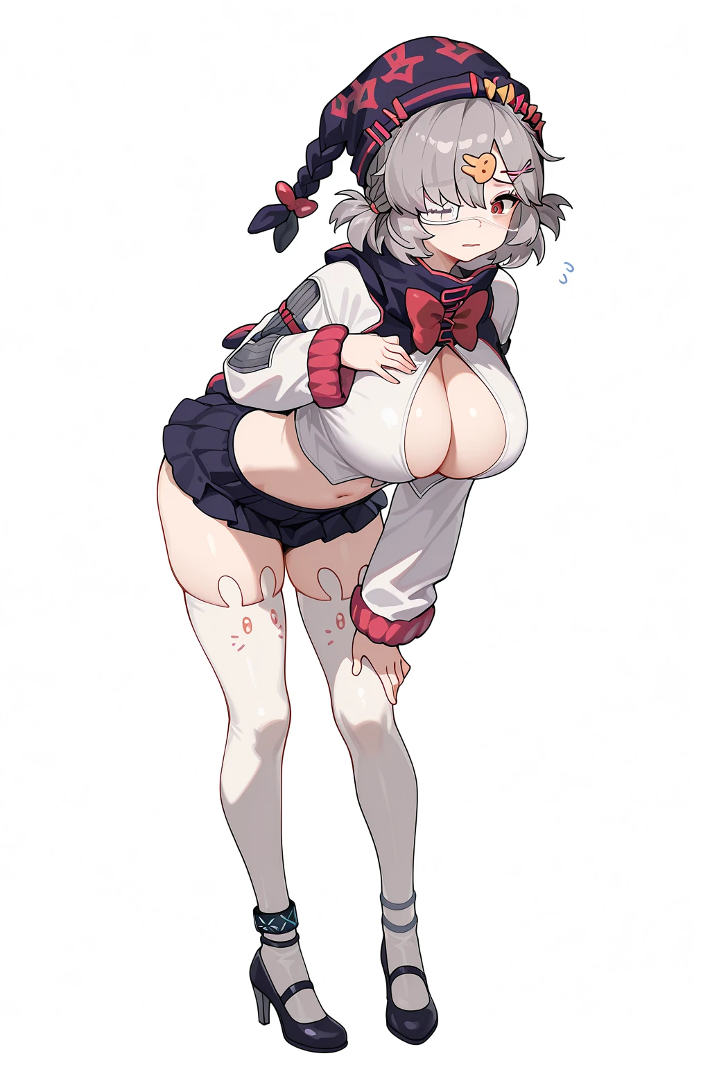 mononobe no futo, One Girl, Long sleeve, Sleeves edged with ribbon, Gray Hair, blue eyes, Proud face,
Underbust,  Small ???????, Spread your legs,????,Thighs,Plump，milk,Underarm,Underbust，vapor，High Leg，Low Angle,????????????,??????,Female organ,?????，smile，Spread your legs，????の穴,Lean back