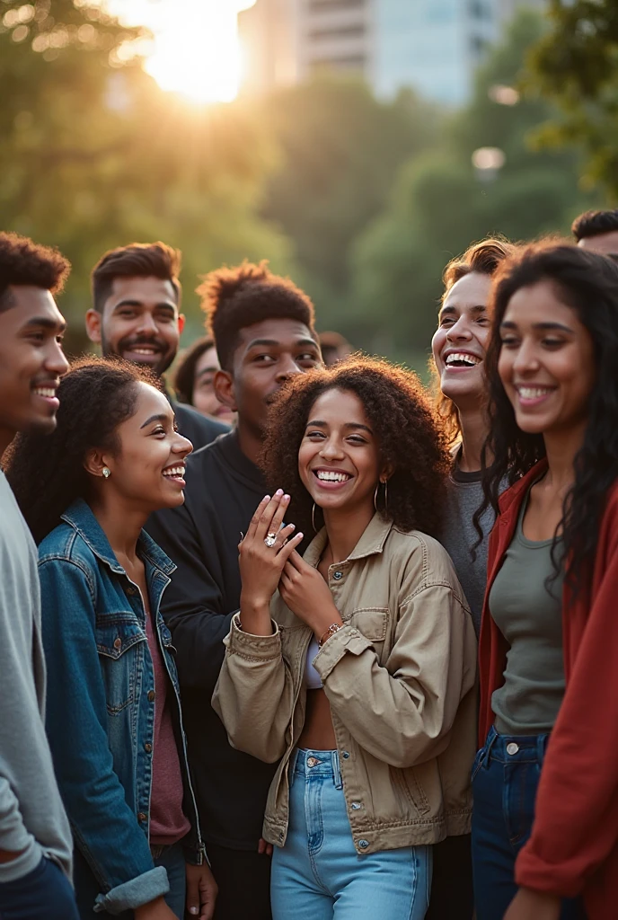 "A vibrant and diverse group of 8 young people standing together in a ...