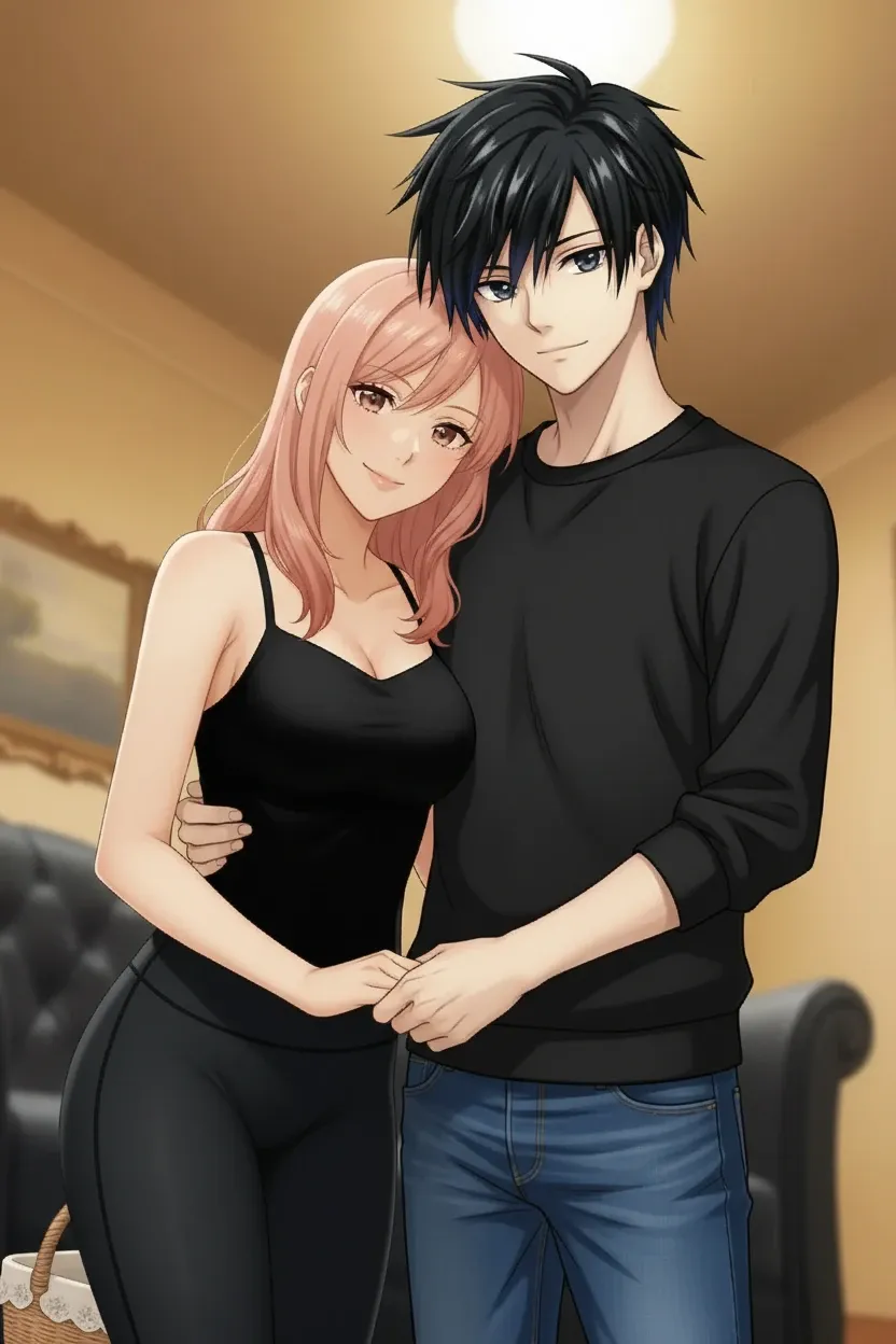 masterpiece , high resolution , best quality . Ultra-detailed , 16k , 8k cg壁紙 , one，happiness美滿的，年轻的one对，pretty Woman，handsome man，A newlywed couple on their honeymoon，happy，happiness，Woman white long hair:1.2，pink eyes，Ordinary treasure chest，thin，bare shoulders , split , necklace , navel  , crop top  , diaphragm，Boys wear suits，trousers , look at the audience , Front view , from before , Medium and long lens, shooting department