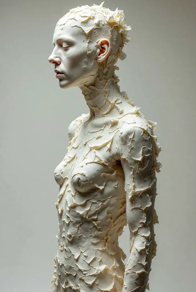 a woman, very thin body, body visible bones, very slender, sweaty wet body, pale white skin, , ,tatto, full body, has a mental breakdown in an underground prison, kneeling down