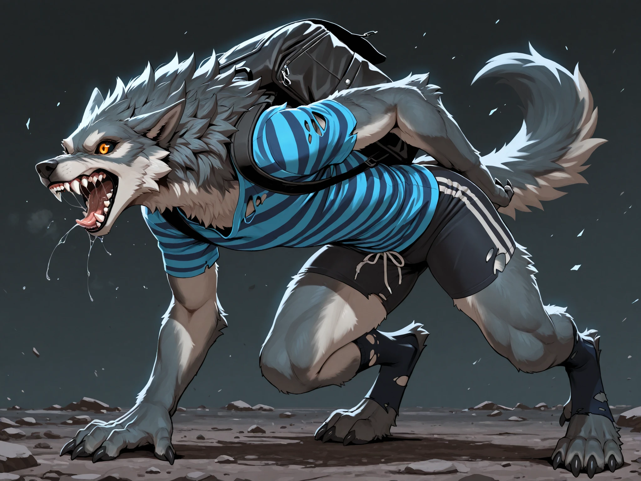 Duo, Score_9, score_8_up, an anthro dragon male, tall, athletic body, black and red dragon male, (black and red scaley body):1.3, black dragon, red eyes, he is wearing a blue sports jersey and shorts with white sneakers, walking, looking to his left at other character, he is with an Anthro furry female cat girl, they are outdoors, simple background