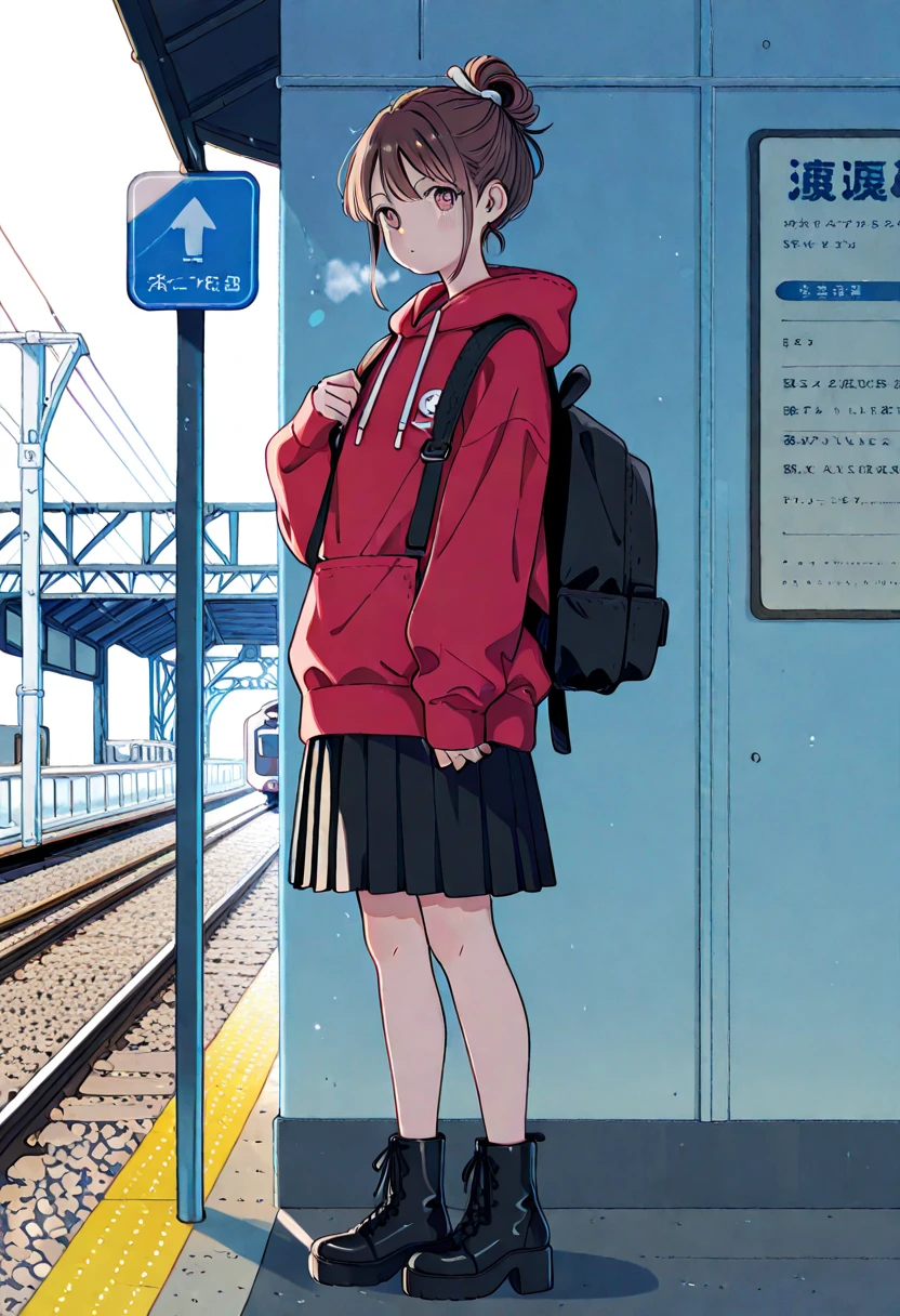 anime style, (1girl in, Solo:1.0), (Haibara Ai), ((Short pants)), (((Big eyes))), (Cute anime girl head), (flat ),looking at viewer,With a height of 100cm, shoot from front, (head shot), Simple line minimalism, Abstract Art, City background, anime opening movie