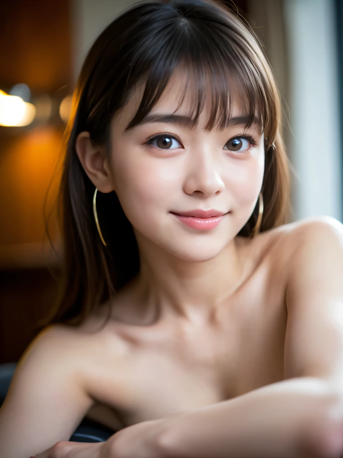 (masterpiece:1.3), high resolution, ultra detailed, extremely detailed CG unity 8k wallpaper, realistic, photo-realistic, RAW photo, beautiful detailed face, pale skin, realistic glistening skin, detailed cloth texture, detailed hair texture, Perfect body, Beautiful Face, accurate, Anatomically correct, Highly detailed face and skin texture, natural neck length, (beautiful hands), (fair skin:1.1), (well-aligned teeth:1.1), (Sweaty skin:1.2), 
BREAK, 
Detailed eyes, symmetric eyes, Light Brown eyes, Double eyelids, Thin eyebrows, (Glossy lips:1.4), ((A face with waiting for a kiss:1.2)), (blush:1.1), (A sparkling small hair accessory:1.1),  (beautiful smile:1.1)
BREAK, 
(A classy and Cute wife:1.3), (, , , navel:1.4), 
BREAK, 
medium large breasts, slender figure, firm abs, 
((ponytail, Dark blonde hair, wavy hair, asymmetric bangs:1.2)), (looking at viewer), (cowboy shot:1.4), From above, 
BREAK, 
((Sitting side by side on the backseat of a office)), (((A view of Tokyo outside the window at Night:1.3))),