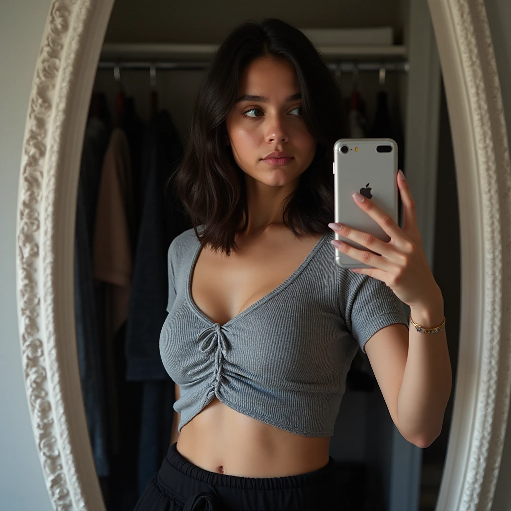 Sabrina Carpenter, , no , selfie mirror, backwards, hoodie, socks