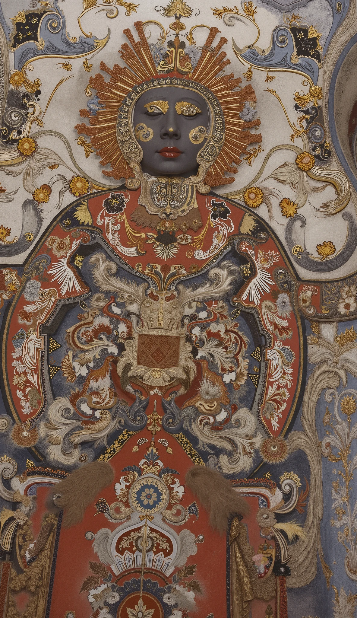 Ultra-detailed kawaii anime girl sitting on skis in a snowy mountain scene, pink hair flowing, blue sparkling eyes, fluffy white earmuffs, red and white striped scarf, cute winter gloves with heart symbols, white padded jacket with heart patches, pink ski boots with fur cuffs, soft snow texture, ski tracks, sunlight and clear blue sky, cinematic lighting, depth of field, winter atmosphere, highly detailed character design, professional photography style.