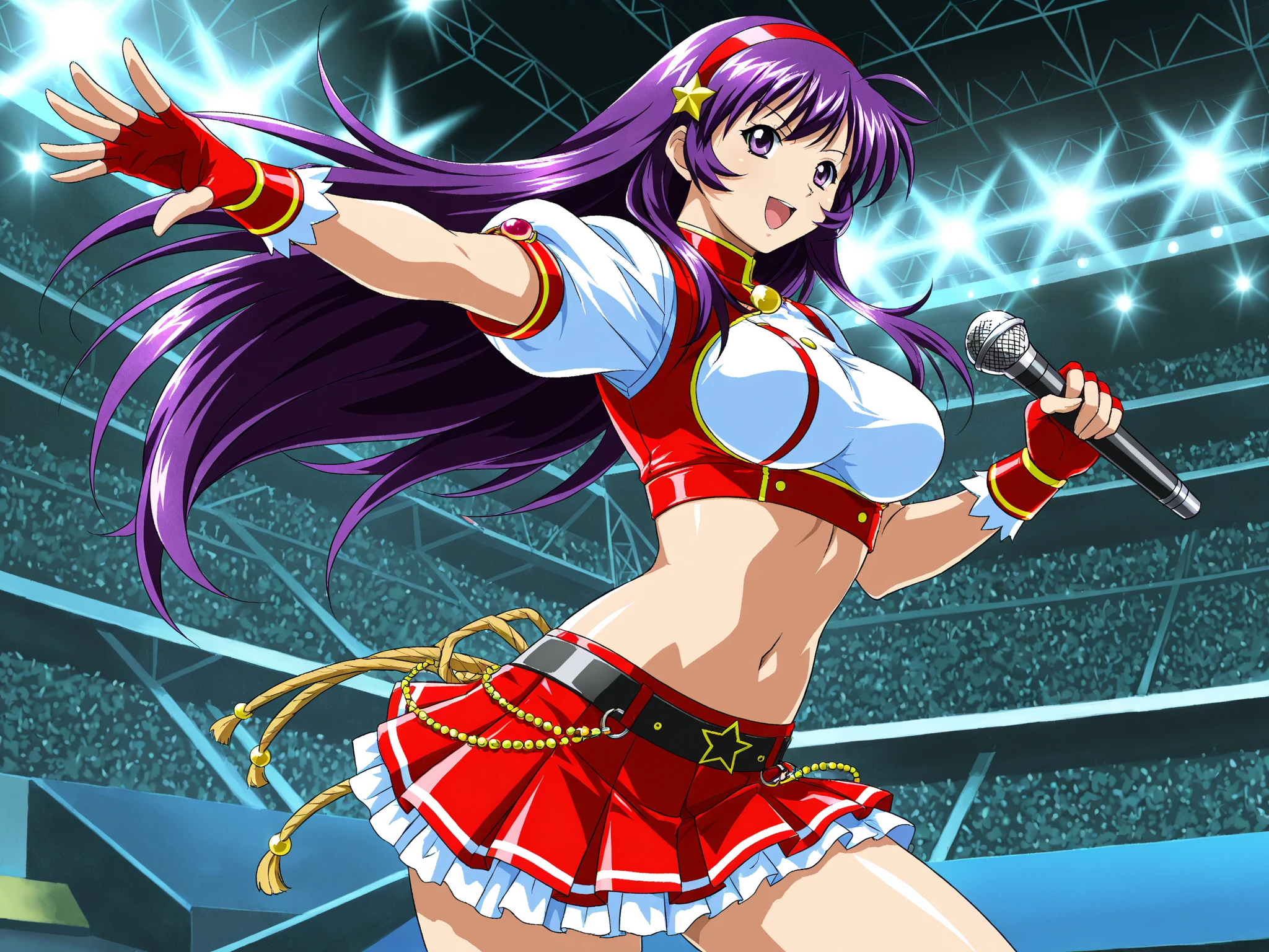 Best image quality、Very delicate and beautiful、Early 20s、Beautiful breasts、Nice body、Akame、womanの勇者たち、woman、(I)、(Black-haired)、Long-haired、(Red Hairband)、Are standing、Laughter、White Micro Bikini、topless、Twin Roll Hair Red、Japanese、（The lower body is a white micro bikini）、prohibit、wrestling、Audience seats、Large number of spectators、Crowd Circle View、Are standing、put your hands behind your back、discovery、Laughter、wrestlingシューズ