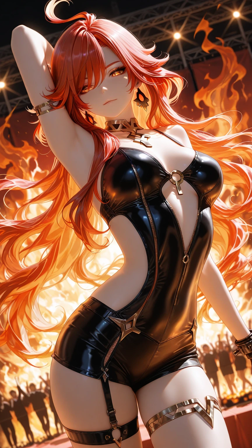 ((high detailed, best quality, 4k, masterpiece, hd:1.3)), ((best quality)), (((HD))), (((8k))), (ultraDH), (ultra HD), Princess Daisy, blue eyes, BREAK blue eyes, , attractive, smooth anime cg art, 36C breasts, long legs, vivid colors, detailed digital art, slim body, perfect skin, dark blonde hair, long hair, blonde hair, blonde hair, BREAK crown, cleavage, 36C cleavage, looking at viewer, BREAK looking at viewer, extremely detailed face, red santa suit, red santa claus suit, santa claus suit, earrings, gem, dark black makeup lips, dark gothic eyeshadows, dark eyeshadows, black eyeshadows, black sexy lips, black lips, (dark:1.2), dark lips, very dark lips, (perfect hands, perfect ), black makeup, black medium lips, black thick lips, detailed fingers, five fingers per hand, 5 fingers, (1 girl), detailed lips, detailed black lips, black painted lips, gothic painted lips, BREAK night, night sky, (), (arms outstreched:1.2), (from above:1.1), (breasts out:1.3), (off shoulder:1.1), (white horns), (), inside a lava castle, she inside a sea of lava, she bathing in lava, full body, perfect long legs, perfect foots, legs and foots into the lava,