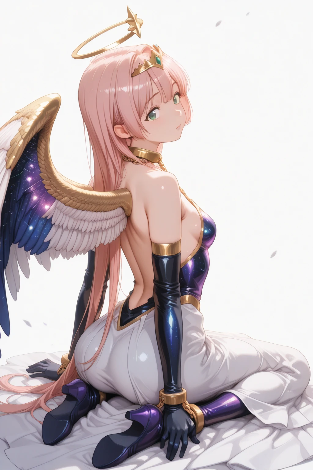 Blue Archives Mika Misono, costume , Not edited, big bust, detailed , Detailed , long flowing hair, , no ,  body, slim body, 5 fingers,Animation Art Style, 8k, 1 woman