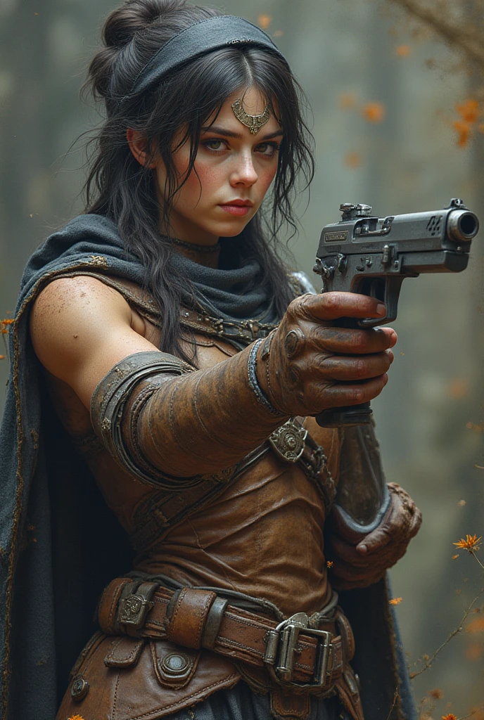(masterpiece), (very complicated:1.3), (realistic), girl portrait, (dark fantasy, ), (dynamic perspective), the most beautiful in the world, (waitress), outdoor, running fighting stance, dry river bed, Kure, Haifa, Stunning female professional photo details, sharp focus, dramatic, Award history, cinematic lighting, Octane Rendering Unreal Engine, volumetrics dtx, (film grain, blurred background, blurred foreground, Bokeh, Depth of the bounds written, sunset), holding sickle