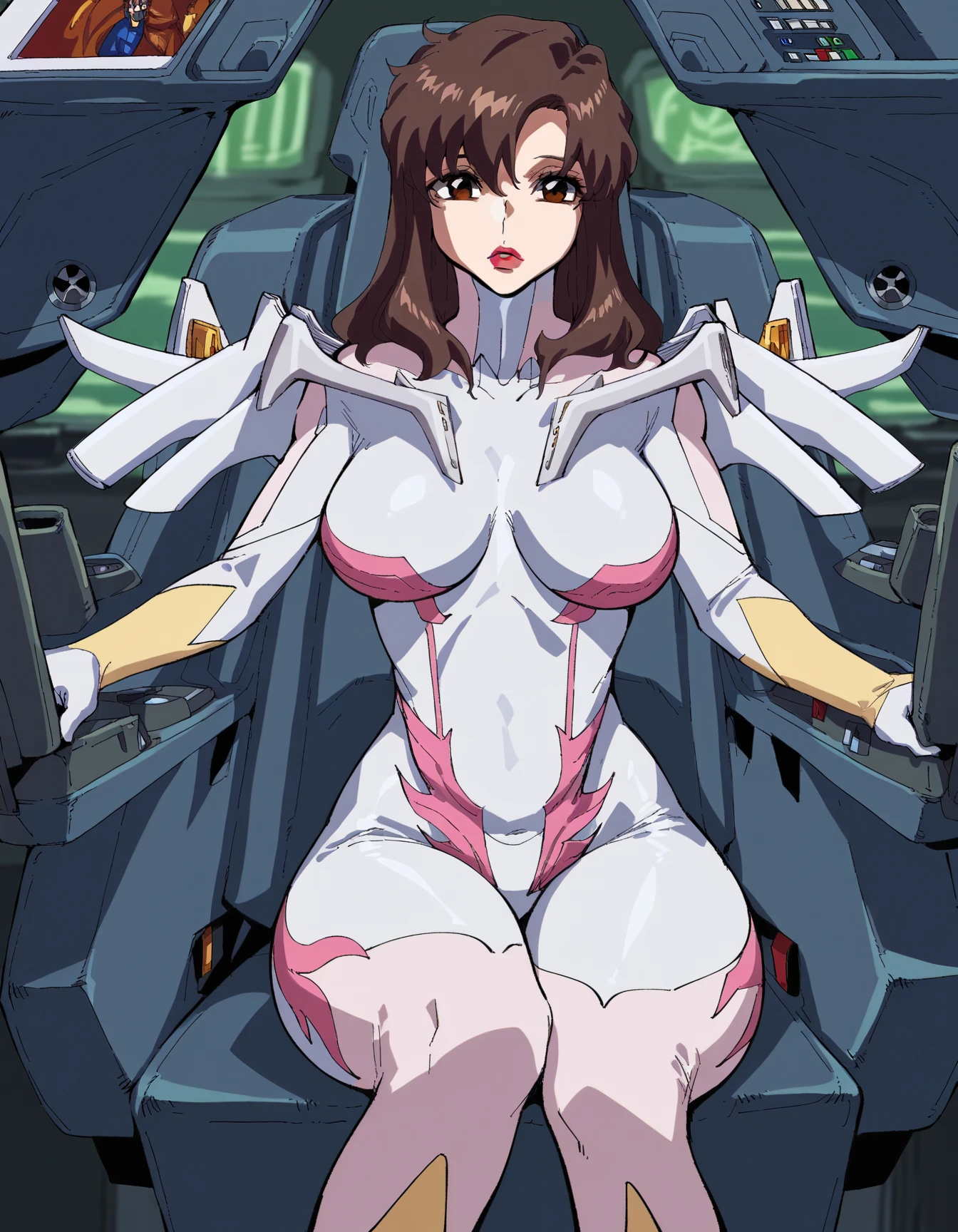 masterpiece,best quality,(destinychildstyle,white background,simple background:1),1girl,(mecha musume), nude,large breasts,nipples,areolas,pubic hair,pussy,full body,squatting,spread legs,fighting stance,dynamic pose,
<lora:destiny child style vertical painting_v1:1>