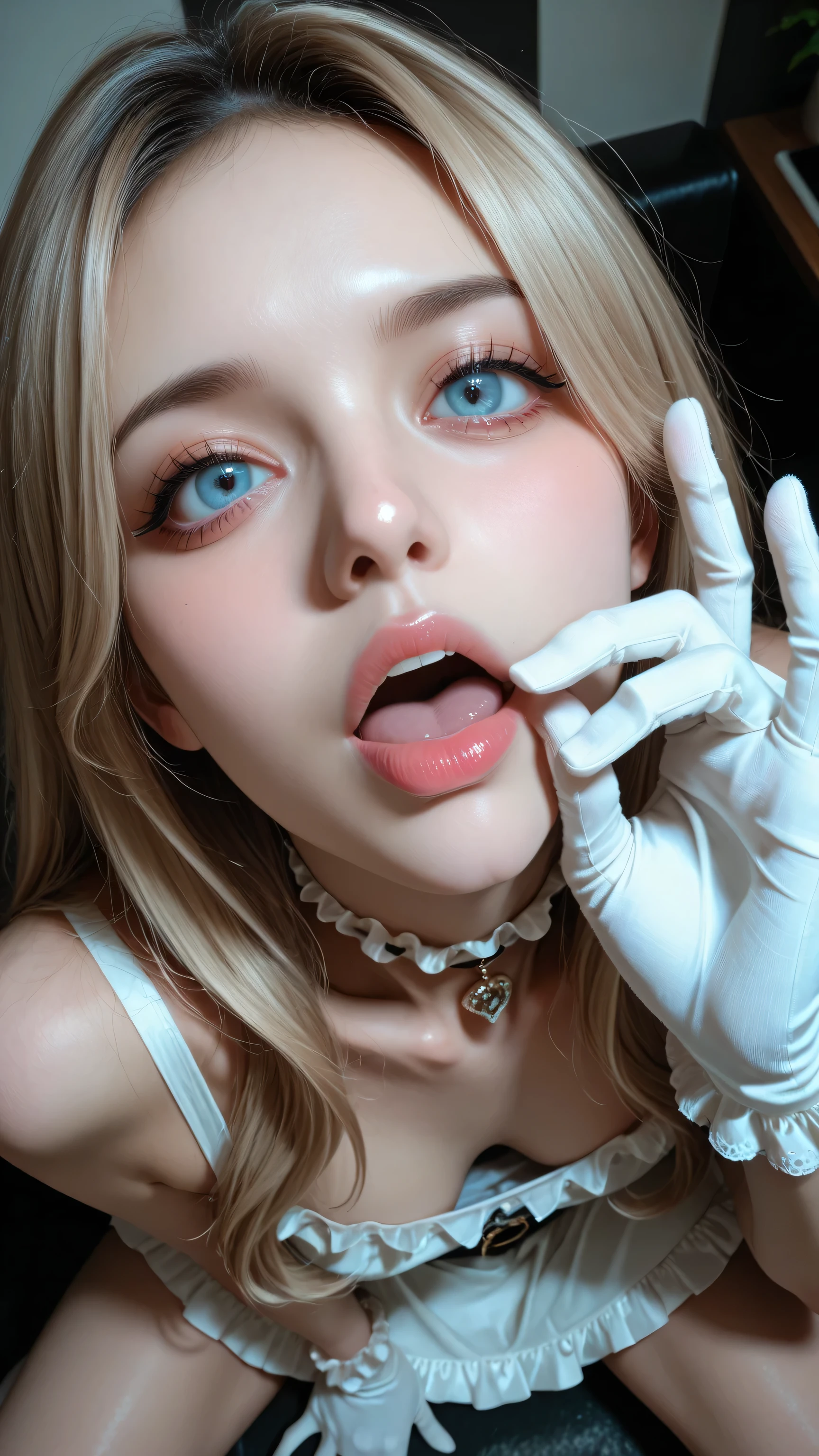 Masterpiece, detailed, high quality, top quality, 特別に演出されたシーン、close up portrait, from chest up, ポニーテールの日本人女が夕日に照らされて光が反射しています、detailed cute k-pop idol face, high resolution beautiful face, stand and spread legs wide, 女性は透明なレインコートを着ています、女性は透明なセクシャルなパンツを履いています、私は女性の大きなレースのブラを見ることができます、女性は見えないパンティを着用しています、 女性はパンストを履いています、女性は白い光沢のあるレスリングブーツを履いています、白い膝当て、too short frill skirt, thick thigh, white gloves, 大きく太い機械を手に持っています、彼女はビルの外の階段を登っています、幾何学的で複雑すぎる模様の壁、白いシロップが付いた肌、背景に光る雲がある、高画質、高品質な、リアリスティック・オン・フォー、8k、super dynamic angle, as action cinema, as official art, as cover art concept, no text, (((from dynamic view))), face from above, ((realistic super detailed skin neck)), beautiful eyes, fellatio gesture,