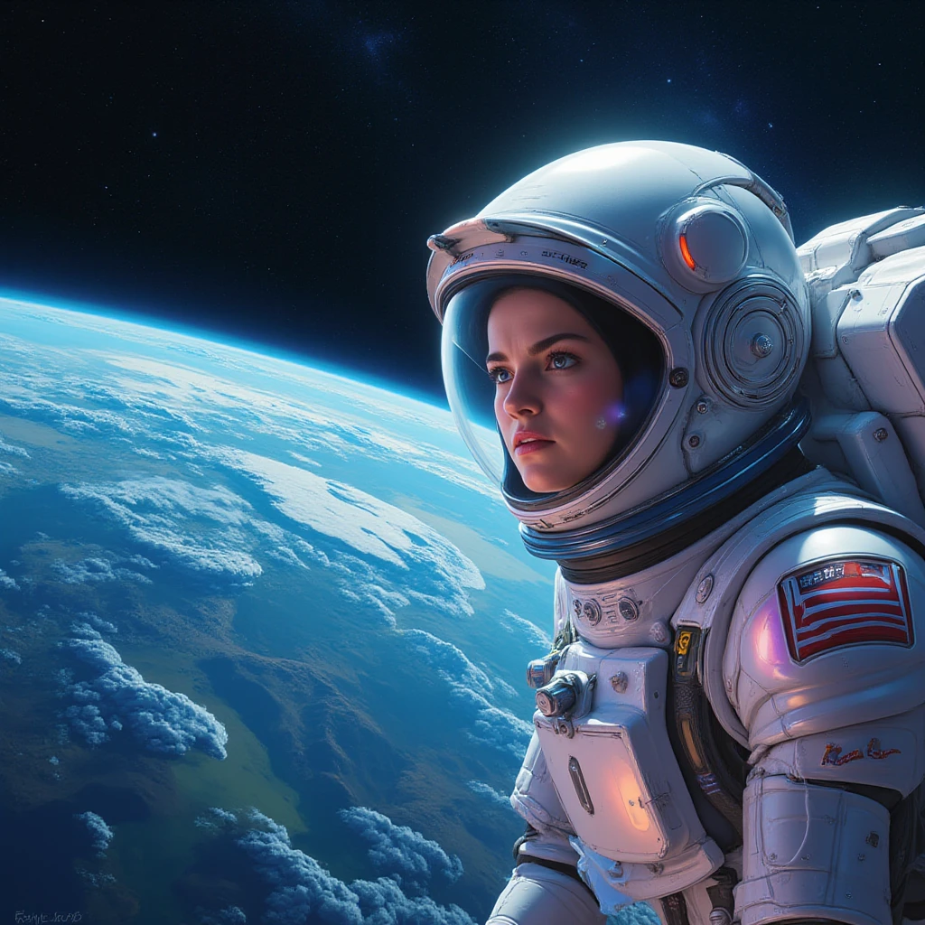 Incredible and spectacular scene，An astronaut，"((high qulity)), ((A detailed)), ((fantasy)), illustration, ssee-through(45 degree depression angle), (Astronaut helmet）, (3D rendering effect) ，exquisite detailing，beautiful light up，Emerge from glowing clouds，Fractal nebula line，cosmic entity，Um ser celestial，kosmos，vibrant and vivid，swirles，twirl，nonrealistic，hight contrast，Co-metabolism，magical，mistic，mistic，hyper realisitc，Oversaturation，rich colourful