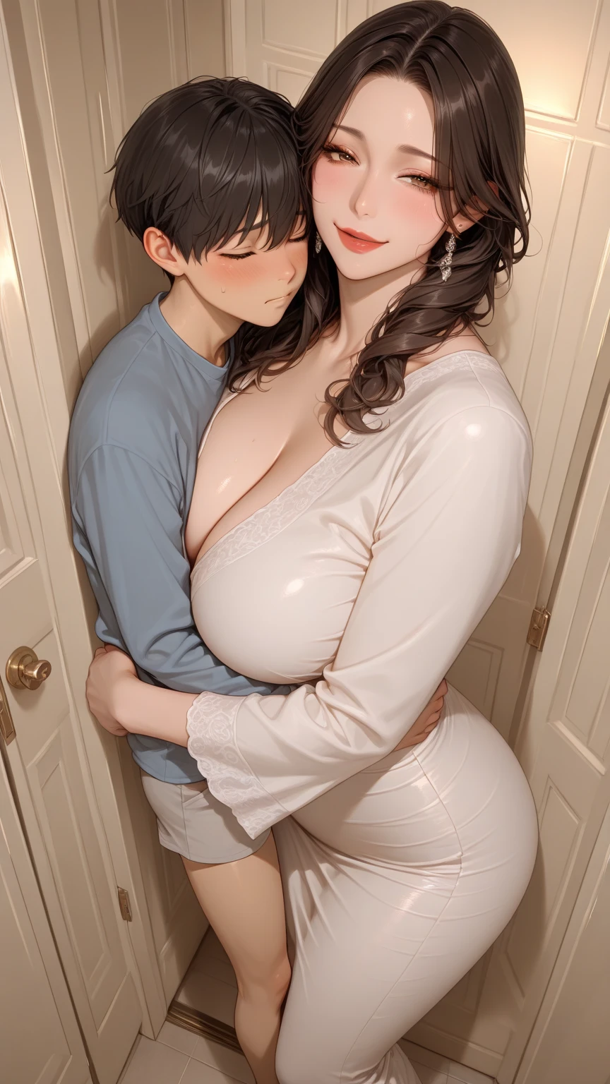 Cute girl with big chest and big  doing love with her boyfriend. Both of them are  