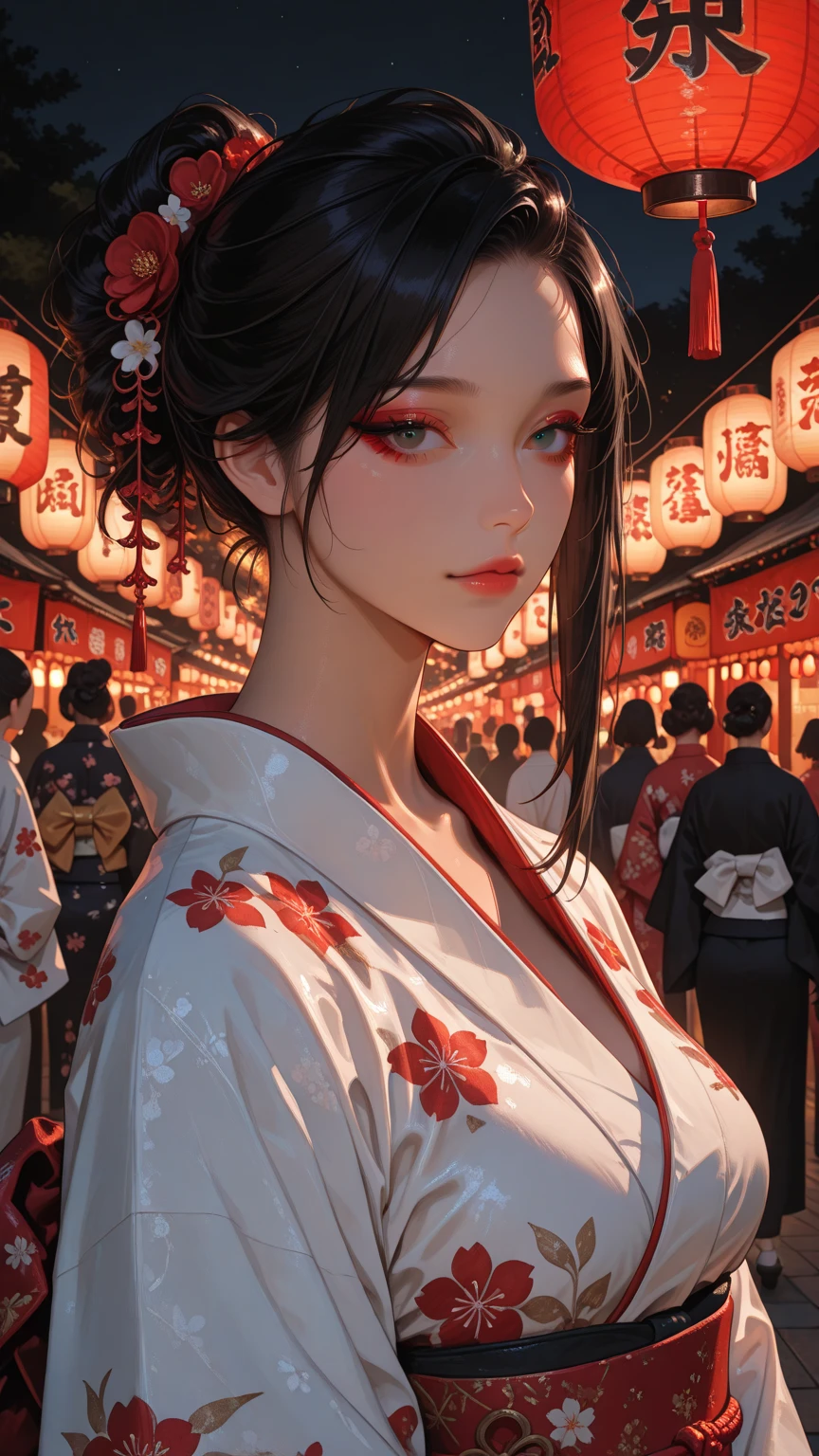 Kyoto, kimono,Maiko makeup,Blur the background,young woman,smile,Glitter effect,Highest quality, 8K, High resolution, masterpiece:1.2, Very detailed, Realistic:1.37, High resolution, 超High resolution, Ultra-fine painting, Professional, Vibrant colors