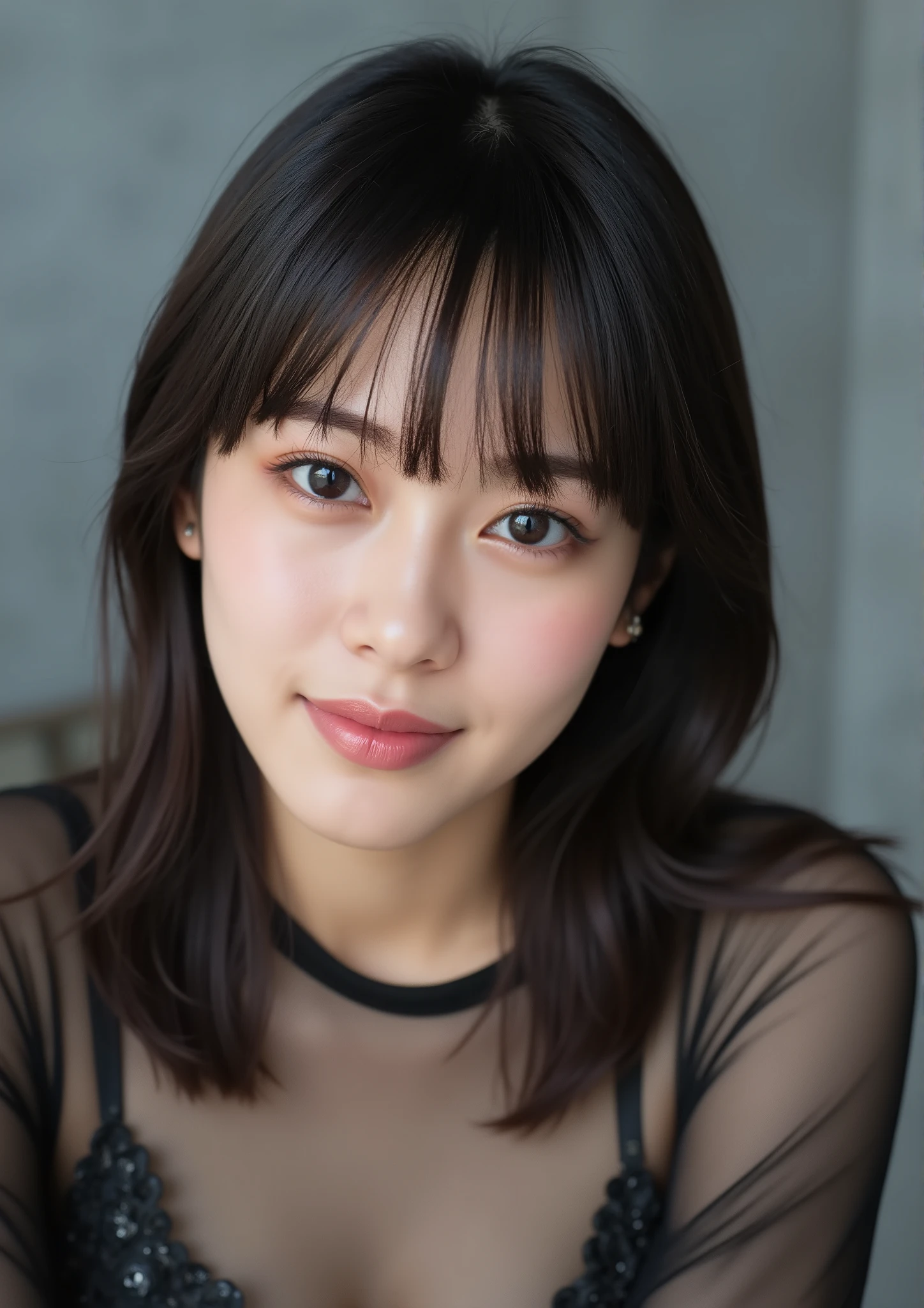 (((1girl,solo))),(very realistic picture, Hi-Res, beautiful face, Full Body,glamorous body) 、Ghost in the Shell Seems Important、Motoko Kusamoto ,Age 32、Photo book shoot、transparency、Powerful pose、gentle smile