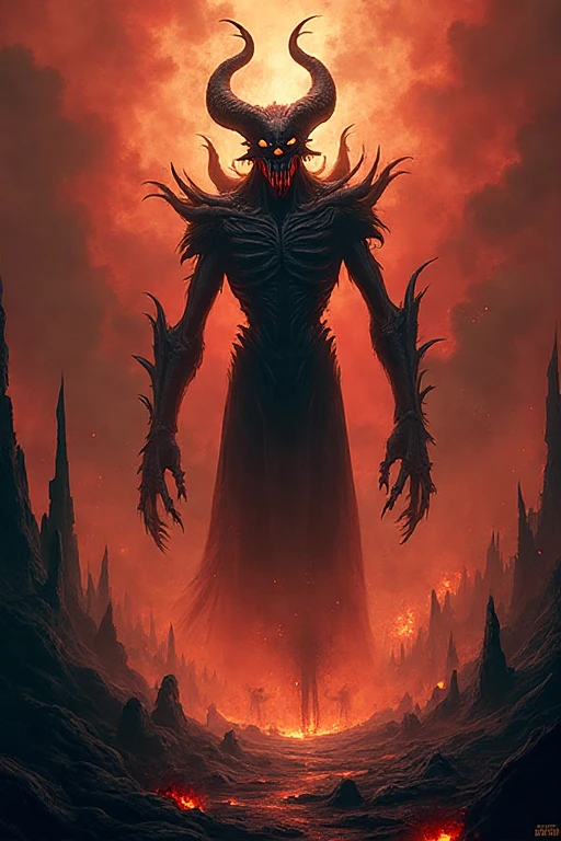 a demon floating above the hordes of (hell:1.1), he commands the army with his might, he wears a crown covered in (lava:1.1), his glowing red eyes are on (fire:1.1), dark, horror, masterpiece, best quality, intricate detail, absurdres, DREAD, chromatic aberration, depth of field, soft lighting, tone mapped, highly detailed, concept art, smooth, sharp focus, dramatic lighting, highly detailed artwork, cinematic, 8K, incredible shadows, (highly detailed background:1.0)