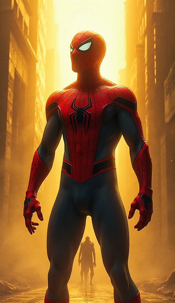 Spider - Man in suit standing on a roof with a city in the background, Pedro Parker, Homem-Aranha, aranha - homem, Retrato do Homem-Aranha, hq 4k papel de parede, Aranha altamente detalhada - Man, Peter Parker como Homem-Aranha, Estilo futurista Homem-Aranha, 8k render", medium close - up ( Mcu ), Spiderman, Trending in ArtStation 4K, cg arte