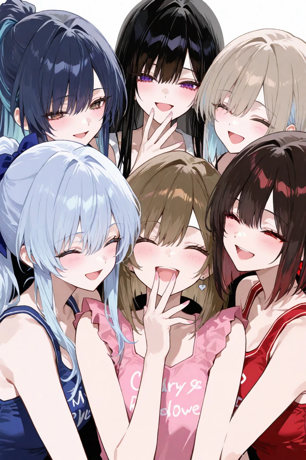 Wearing a purple bikini、barefoot。hair is black、Purple eyes。Breasts are K cup。The skin is white and、Long hair。Has one brother and one sister。My sister has an E cup。All of them have black hair。6 siblings。It's like diving into the ocean and looking at the coral reefs and fish.。in the sea。My brother is wearing a purple diving suit.。I have one older brother.。I have five sisters.。All six people, including myself。My sister is 13 years old、My brother is 15 years old。At the sea。