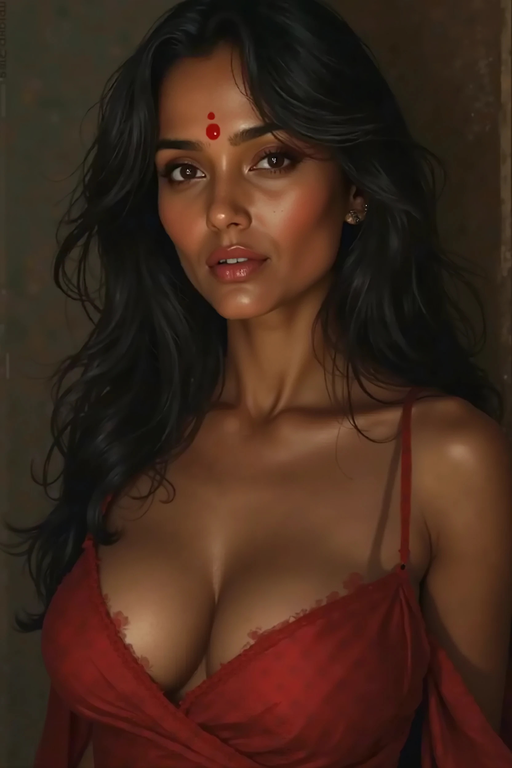 Create a image of  kerala south indian bhabhi desi women fatty and curvy    . She is like a attractive model bhabhi.. she has a tattoo on her left  arm .and oh her neck .
Make the image much Photorealistic and ultra HD 4k quality image. The background should be much more photorealistic and cinematic realistically looking elements around..her face close-up shot of her body.