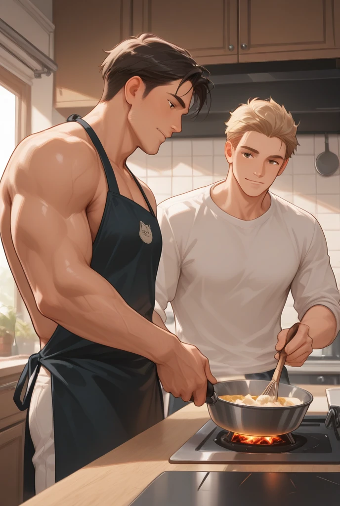 (male crew cut short hair:1.8) (man and woman hugging and kissing: 1.5), (man and woman: 1.5), smile, (A man wears a navy blue short-sleeved round neck t-shirt.: 1.3), Navy cargo pants, Korean guy , korean men, (High gloss details), chest muscles, large arm muscles, blood vessel, Big muscles, Broad shoulders, looking at the audience, Balancing the eyes, smile, Close your eyes, open your mouth., (Close your eyes, open your mouth. : 1.3) , ,( very long big : 1.8), (Big ), ( of the : 1.1), (How: 1.8) ,( woman: 1.9), Make love, , , lust, (, In front of the bread shop: 1.3) ,