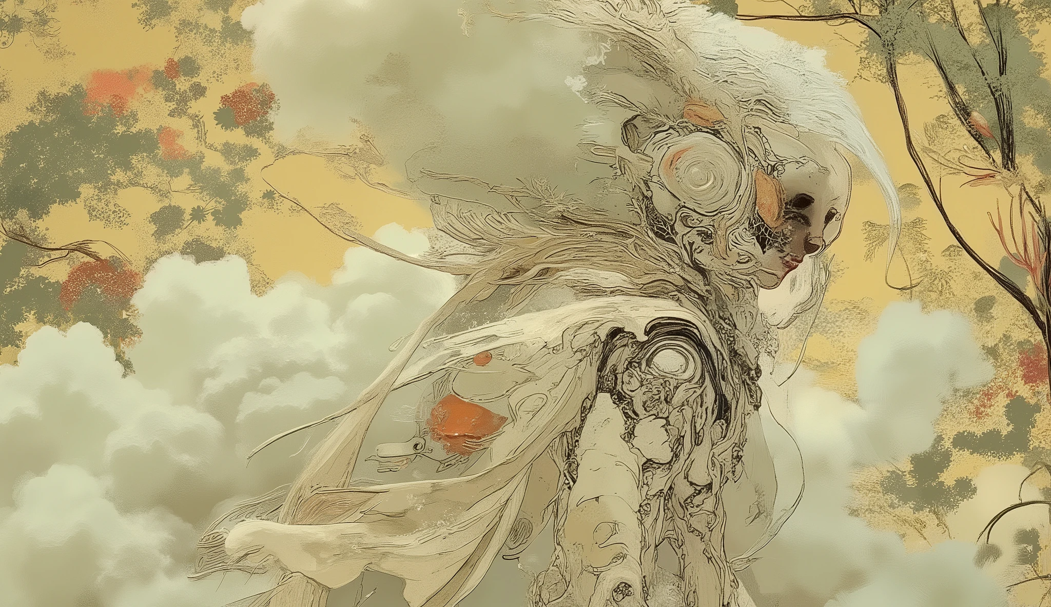 S1n0z1ck style, Vadim Kashin style 1, very aesthetic, 
BREAK 
Chic minimalist style female cowboy shot, elegant dynamic pose. A chic and minimalist powered exoskeleton outfit. Though it appears simple, the surface is decorated with elegant and refined intricate carvings. A soft, white glow, it's the attire of a fighting lady. Every time she moves, a soft, understated halo and reflections of light scatter all around, captivating everyone. Her sexy sidelong glance and mouth that looks as if she is about to whisper something are striking. 
BREAK 
The background is in the style of William Morris, and the new piece is based on the strawberry thief motif.
BREAK 
Despite its thin outline, the color contrast gives it a natural presence without being too assertive, creating a sophisticated and elegant impression.
BREAK 
The background color scheme is yellow-green, pale pink, and purple, and the leaves, vines, and flowers form graceful curves and spirals, creating an image of elegance. 