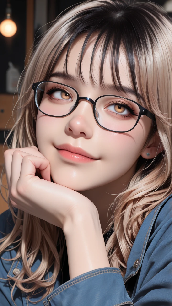 Masterpiece, 最high quality, high quality, High resolution, high quality texture, high quality shadows, High resolution, Beautiful details, Detailed CG, Detailed Texture, Realistic representation of face, Realistic, colorful, delicate, Cinematic Light, Side light, Lens flare, Ray Tracing, sharp concentrated, (1 Girl,concentrated:1.3), ( Intricate details, compensate, PureErosFaceV1:0.5), (細部まで美しいdelicateな顔, 緻密で美しいdelicateな瞳, Perfect  Proportions, Dense skin, Optimal ratio of four fingers to one thumb, Arms under chest, Modest chest, Wide Hips, Smooth upper abdomen, 30 years old, blue eyes, glasses,cabin attendant uniform,white blouse,tight fitting black skirt,black stockings, excellent secretary ,working as a secretary, wooden desk, wooden chair, house wife, the gaze of true love, lips of temptation, A look full of compassion ,a smile full of love, i love you, Acting lovey-dovey, air fortress hair, blonde hair, I love you so much I'm crazy,i love you