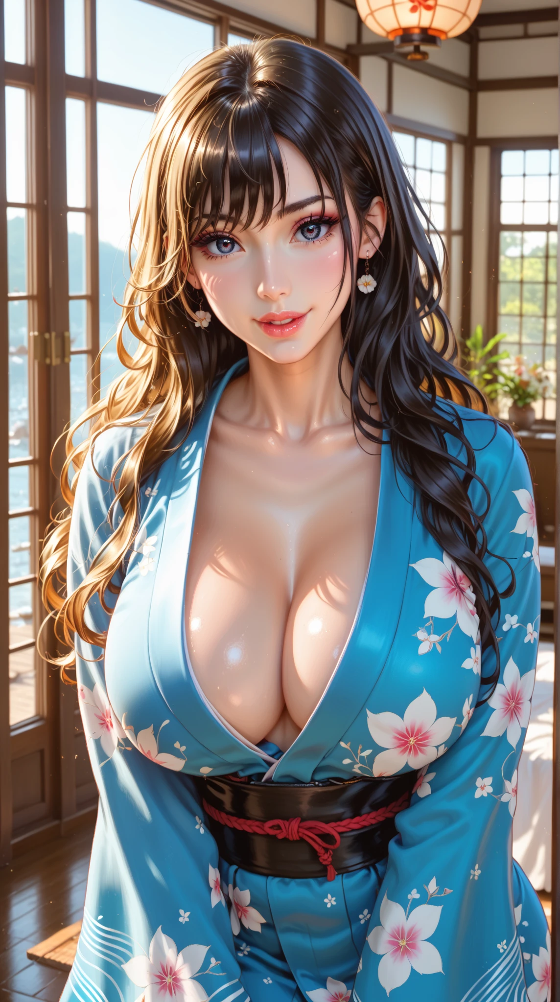 lucy pinder, portrait, yukata, smiling, 