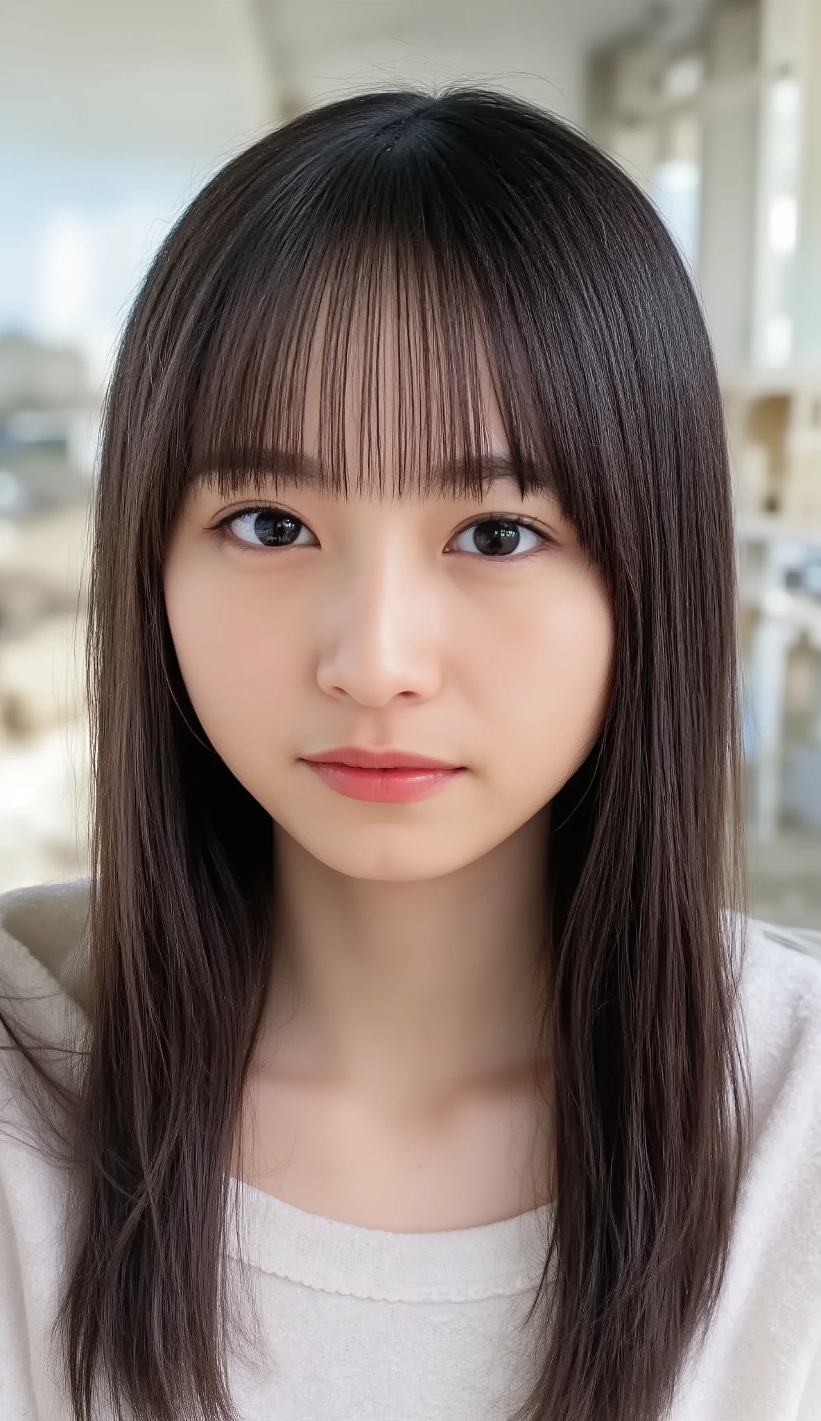 Beautiful girl、face up with eyebrows 、Correct structure as a human    、 Women's Correct Structure、v-neck sweater、 top quality、masterpiece、 big boobs、big boobs、correct number of fingers、is Shibuya、beautiful woman、big breasts