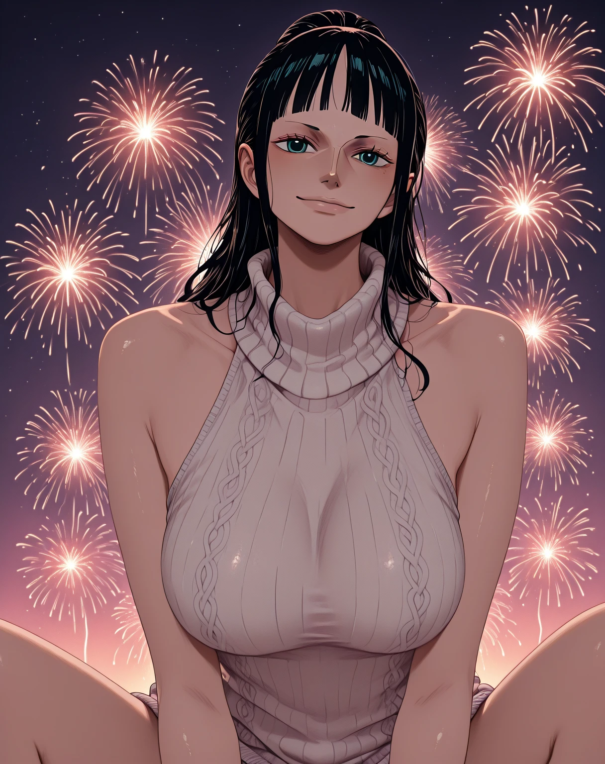 masterpiece, best quality, amazing quality, very aesthetic, absurdres, newest, scenery, anime screencap,    <lora:Chunhwa_-_FITNESS:1> chunhwa, 1girl, black hair, large breasts,long hair,low ponytail,  brown eyes, mature female, modeling, cowboy shot, glamour dress, night, celebration, yellow dress, hair ornament,fireworks,xmas,cleavage, reflection, solo, backlighting,  smile, necklace, earrings, red lips, midriff, new year, looking at viewer, bloom, selfie, glowing, light particles, shiny skin, against,pencil skirt,  puffy dress, belt, dutch angle, open mouth, backlighting, hair ribbon, half-closed eyes,  open puffy coat, wink, bangs