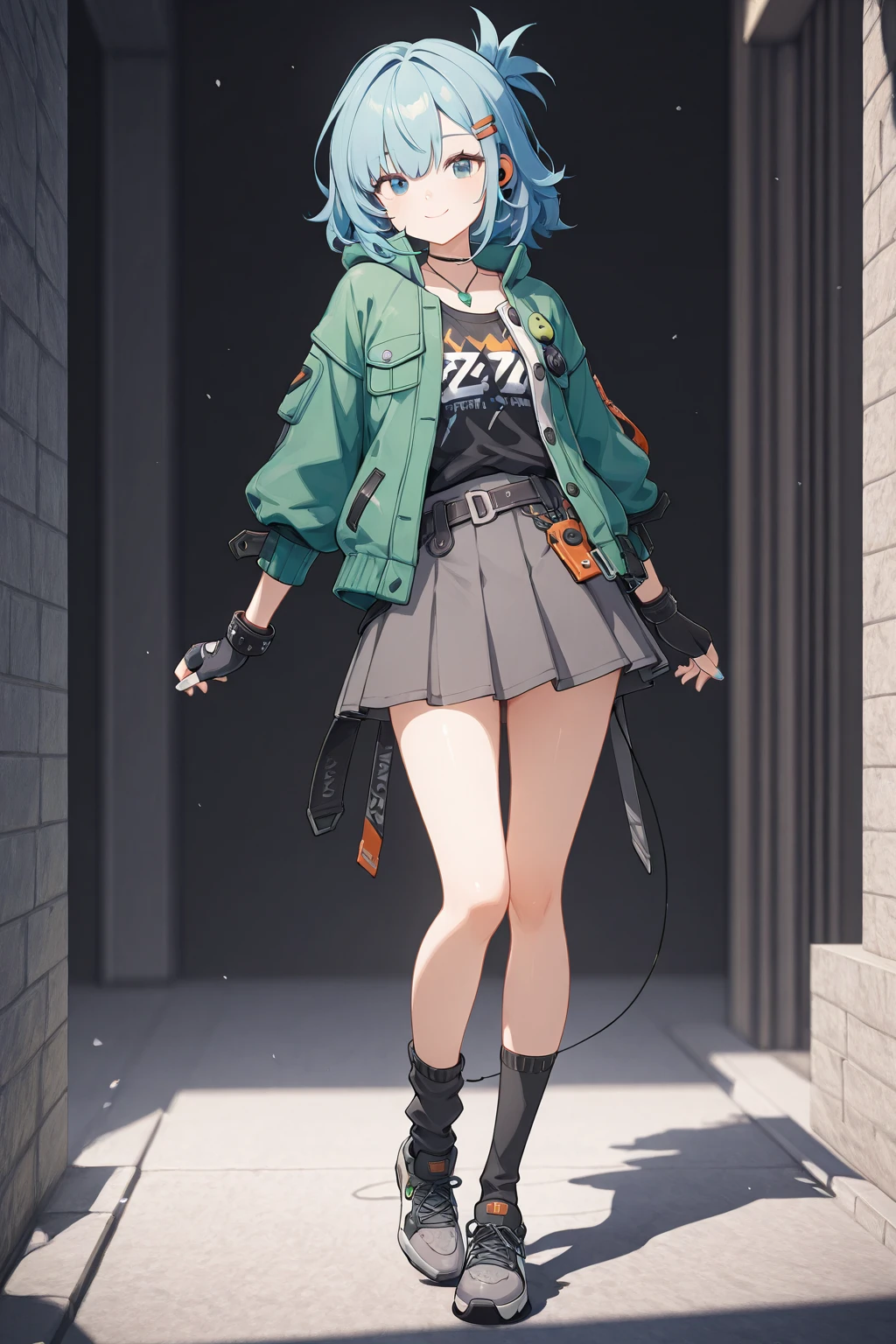 multiple views, pencil sketch, (sketch:1.25), (little girl,small breasts,), ((no shoes)), shy, best quality, graphite \\(medium\\), ske, gradient, rainbow, note, Line draft, highres, absurdres, (ultra-detailed:1.1), (illustration:1.1), (infographic:1.2), pajamas, (all clothes configuration:1.15), (solo), perfectly drawn hands, standing, cohesive background, paper, action, (character design:1.1), beltbra, corin, 1girl, ((dark skin)), short hair, green hair, bandaid on leg,