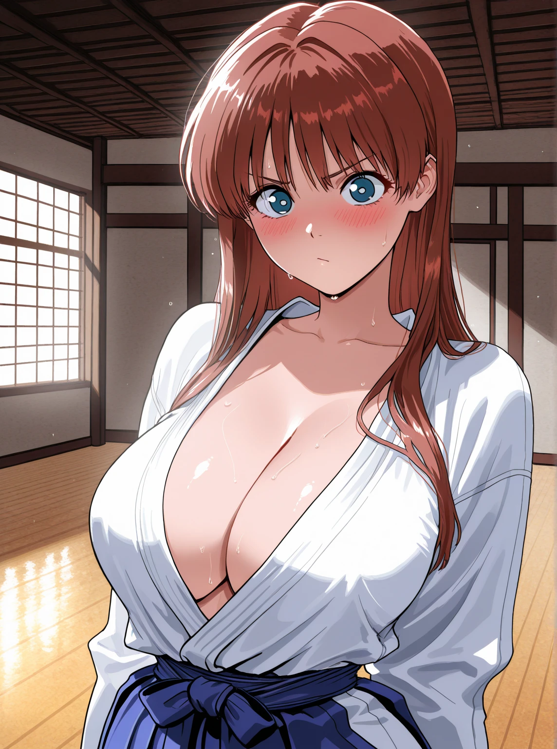 (Anime of Yatsu, Retro art style, Clean brush strokes, Very detailed, Perfect ???????, Browsing Caution), Dormitory of background, (erika, 1 daughter), Eyebrows visible through hair, bangs, Dark brown hair, Long Hair, Katyusha with ribbon, (blue eyes), (Beautiful and detailed:1.2)of）, Looking at the audience, Open your mouth (smile:1.5), (Sitting, Spread your ?????????), (Beautiful body, Smooth curve of, Perfect figure), (White lace of bra), (????????????:1.2, Tension of shape), (White lace of panties), 