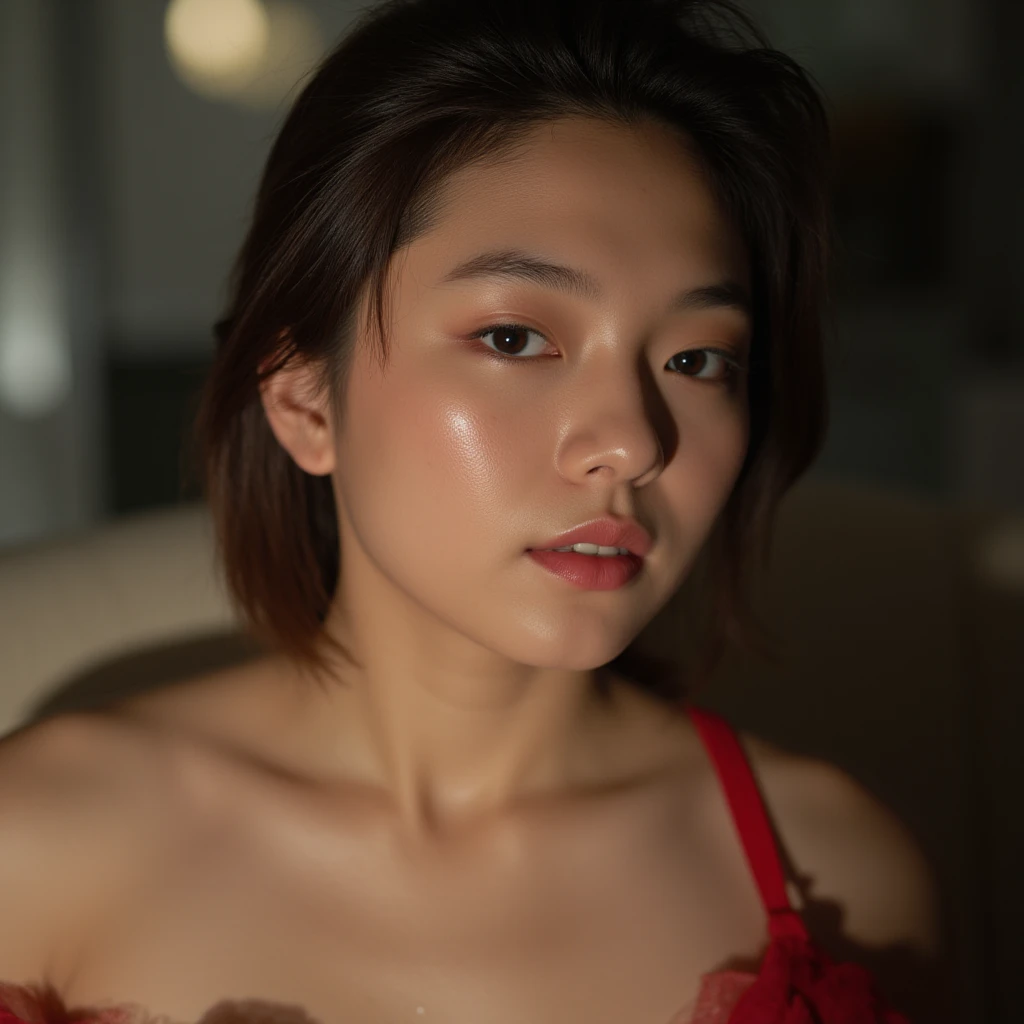 Japanese model takes selfie like a social media influencer、Webcam Photos、Photo by Felicia Simone、Filmed in Provia、hinchel、Glossy。