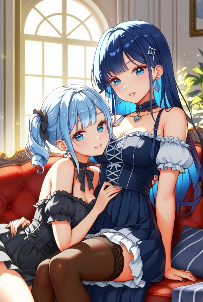 (masterpiece, highest quality, ultra high resolution, super detailed), (realistic, photorealistic:1.4), beautiful illustrations, perfect lighting, Natural light, colorful, Depth of the bounds written, surrealism, looking at the viewer, 1 girl, 16 years old, 7 head and body, perfect face, (perfect ), Cute symmetrical face, baby face, shiny skin, (ideal body proportions), ( silver hair,long hair), hair between eyes, dark blue eyes, long eyelash, (big breasts:1.2,  thighs), thin, small ass, thin脚, beautiful hair, beautiful face, detailed and beautiful eyes, beautiful clavicle, beautiful body, beautiful breasts, beautiful thighs, beautiful feet, beautiful fingers, ((long cheongsam dress)), barefoot, (beautiful scenery), night, (sofa), (smile:1.5, happiness),