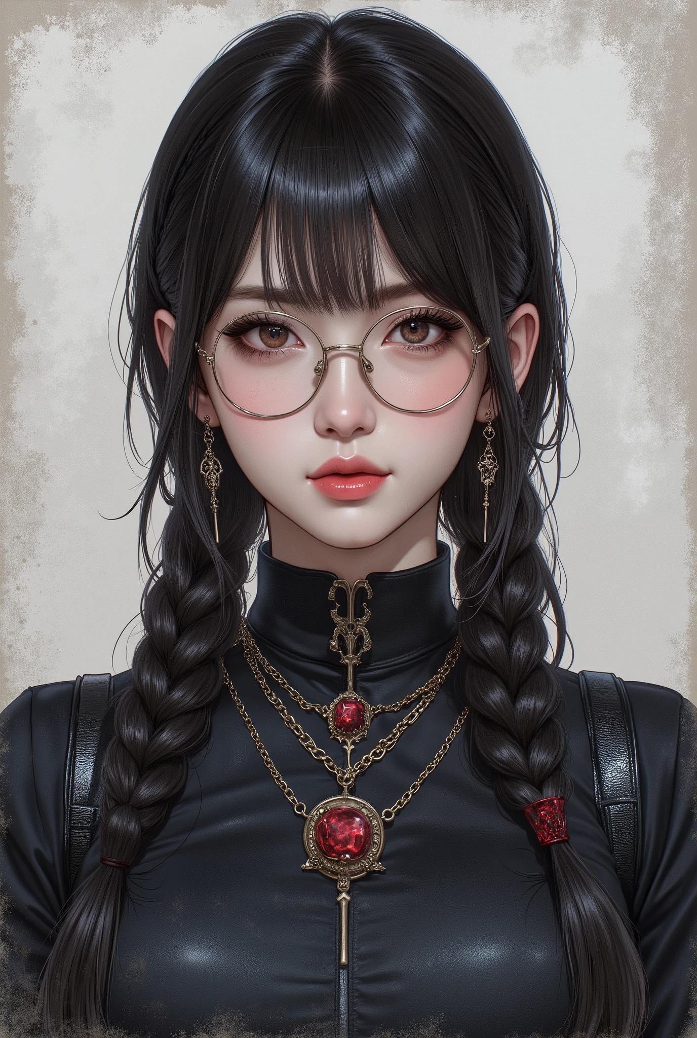 (  Highest Quality, best illustrations,high image quality:1.2), (Horror Fantasy:1.5), (ink and watercolor:1.5),(Ominous Scenery   :1.5),(A lot of dust rises:1.5),(  Dirt Track   :1.5),(wonderful:1.5),(masterpiece:1.5),  (Powerful figures:1.1、Big Breasts:1.3) 、 ((((glasses、best Shot, cute、 Red Eyes、 Evil Ruby's Cursed Necklace )))),(((glasses、Big Breasts、  braids)))、  cute face,  raise eyebrows , ,(Fatal Beauty,  charming beauty ) ,(Mysterious Charm:1.1),(Big Breasts、attractive silhouette),   high image qualityテクスチャ 、High Quality Shadows、   beautiful and delicate face   、 beautiful, delicate, eyes are sticky liquid dripping  、 ray tracing 、 20th Generation、 cute K-POP girl、( The Face of Korea )、Thin face、( Ulzan-6500-v1.1:0.6)、   Face of Pure Loss   _v1 , ( beautiful and delicate face ,  beautiful and delicate eyes,  perfectly balanced face ,  high image quality skin ,  detailed skin,  lens flares {x} perfect ratio 4 fingers to 1 thumb :1.25)、 DSLRs、   地獄から来たbeautiful悪魔女  ,    ATTRACTIVE GIRL  , Real Girls, Gurwitz,  Gurwitz-style Artwork , Girl Roleplay, Realistic 3d style, cgstation Popular Topics,,  8k portrait rendering BYMR. nomi ,（truth,truth:1.4,glassesの少女  :1.2)、cheek、 glossy lips, 1. オーバーサイズ comment:  comment、 come up with an oversized design that covers shoulder to knee.。 navy blue or black are standard colors .、[ Soft khaki or beige , wait.、 Pick the right color for the season 。 2.    choose the color that suits your skin    : To protect yourself from the cold、    choose the color that suits your skin   、 ニットの質感と色を commentに合わせてください .。 3. ワイドレッグ   pants:    pants,  choose a wide leg design 、combines mobility and style。Dark tone denim or black   pants look great.。 4. knee-high boots: オーバーサイズ commentに含まれるもの、boots are black or dark brown Match the texture and color of the fashionable.、  Gives a stylish impression  。 5. accessories:   The  。  Disney  、   long necklace  、6. handbag: handbag、let's match the color of your outfit.