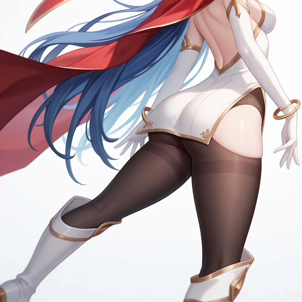 (((Best Quality))) , ((full body)), An adult female, (((white background))), variety of hairstyles, variety of design, gauntlets, leotard, , (cropped shoulders), holding great sword, gloves, stand posture, ((skyblue theme costume)), pink hair, , (braid), multiple views, turnaround, from back,
