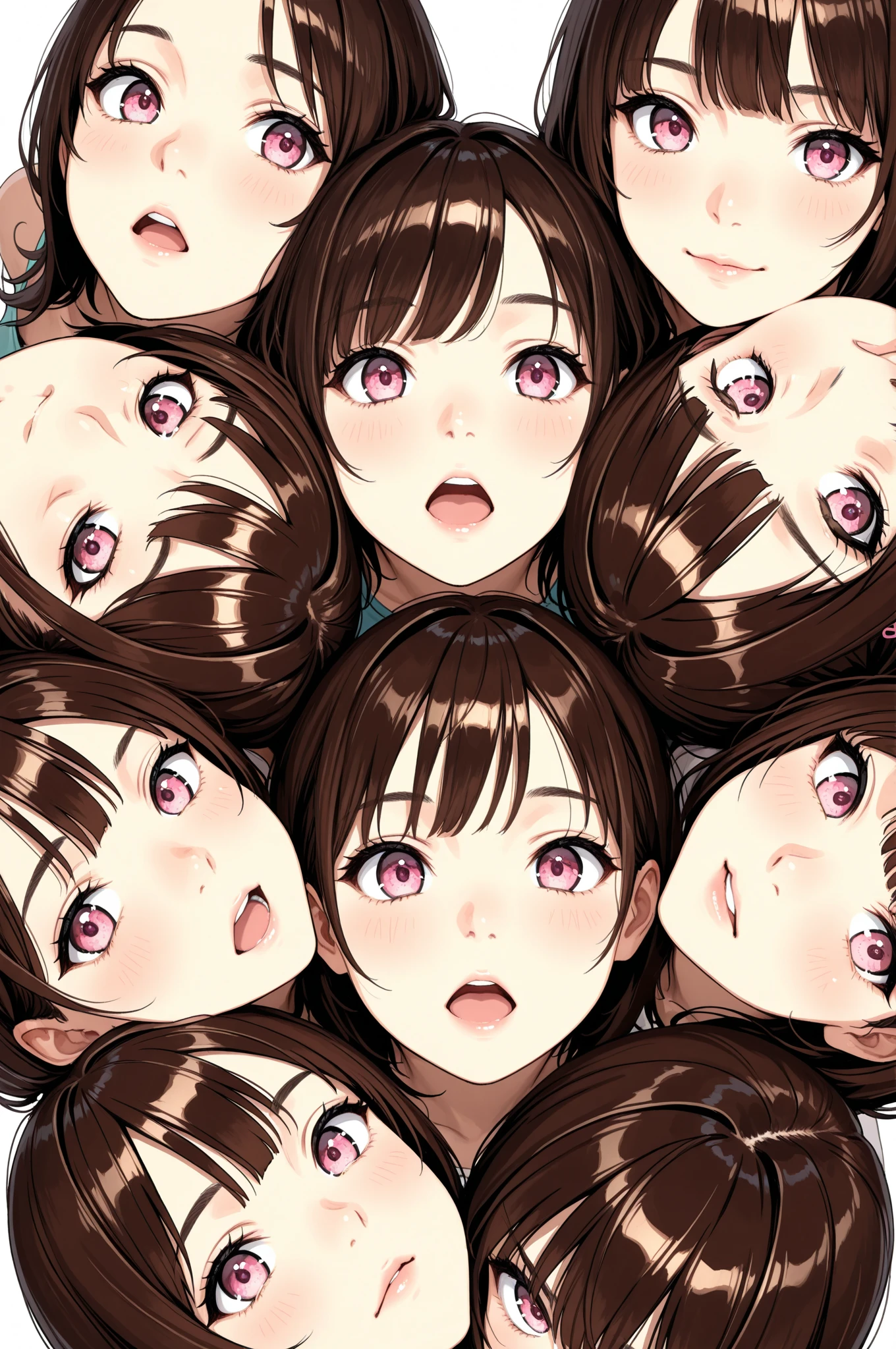 ((:1.3)),(Textured skin, Anatomically correct, Super Detail, high details, High quality, hight resolution, Best Quality, 1080p,4K),(One-person viewpoint, looking at viewer, subjective:1.4),

(Multiple girls in school gym storeroom),(women's school gym storeroom:1.3)
((Multiple girls, 10+girl with, Group photo of the girls, Group photo of the girls:2))
(Girls of different ages:1.5),(busts of all sizes:1.5),(women with various sporty hairstyles:1.5),
(inviting you to have ),

((line up :2)),
(from directly below, from below:1.5),(looking down:1.5)

(summer school uniform:1.5),


,(enraptured face:1.4),(naughty expression:1.2),( smile:1.5), smile, excited smile, 
(blush, face blush, blushing:1.3),(heavy breathing, steam:1.3)

(Large quantities of :1.5),((:1.5)), ( covered face:1.8),( on breast:1.3),( on hair:1.3),