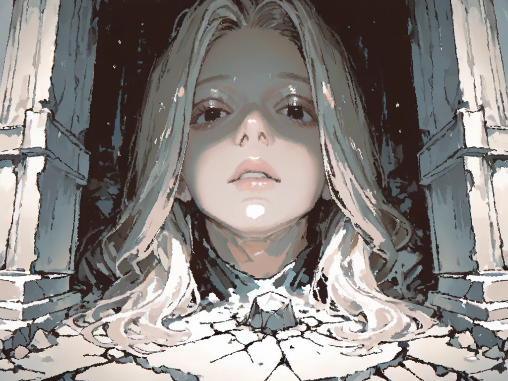 best quality, highres, ultra-detailed, realistic:1.37, dark, eerie, horror, trapped, struggling, helpless, tangled, creepy lighting, dramatic shadows, spider, intricate web, silk threads, delicate, cocoon, fear, desperation, suspense, claustrophobic atmosphere, spooky ambiance, suspenseful, arachnid, tense, entangled, eerie silence, haunting, chilling, uncomfortable, disturbing, nightmarish, female, frightened expression, visible fear in her eyes, tangled hair, torn clothing, pale skin, desperate attempt to break free, struggling posture, eerie background, dimly lit environment, surreal, creepy crawlies, suspenseful narrative, mystery, a sense of impending danger, sinister, daunting, hauntingly beautiful.