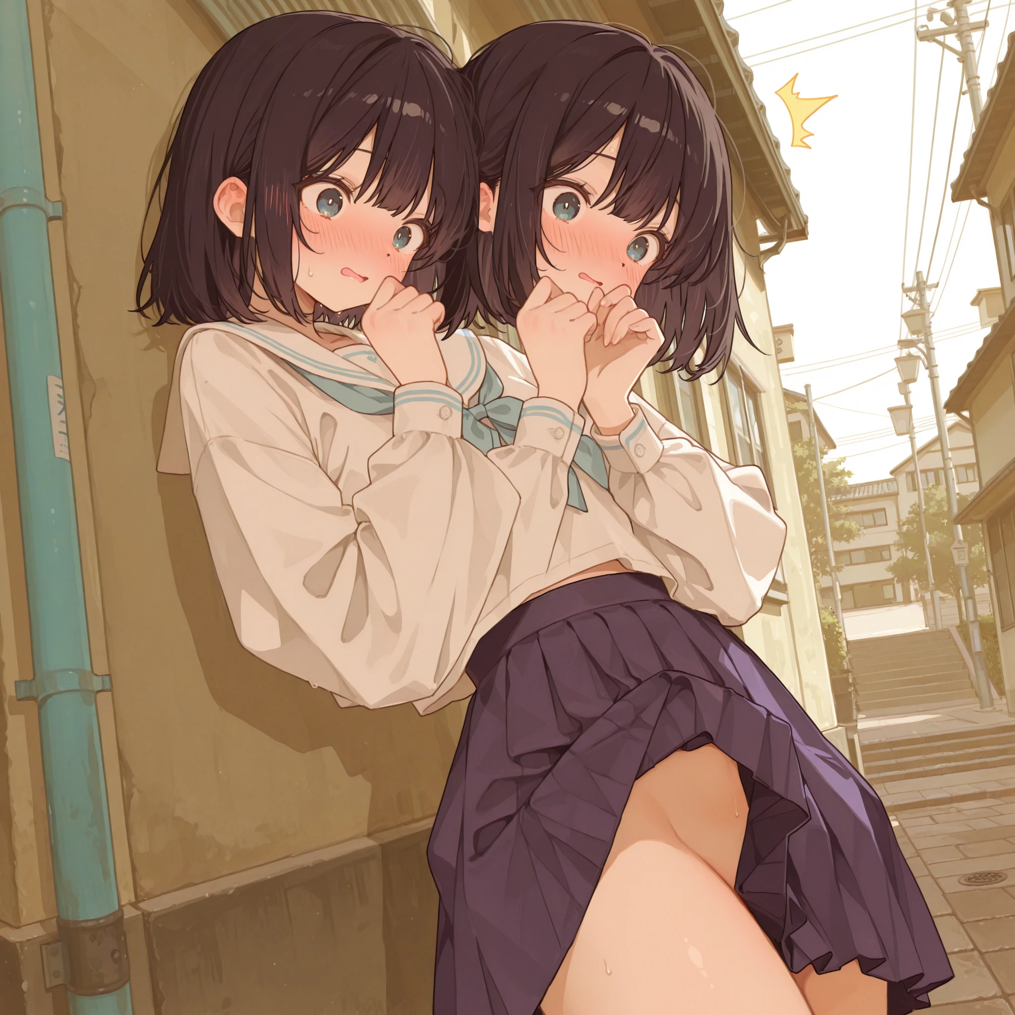 Flat Chest, ,,  , ,whole body, Thick thighs ,Ray Tracing, Bright colors, , masterpiece, Sharp focus, Highest quality, Written boundary depth, Cinematic lighting, Perfect Eyes, Rich details and textures, Anime screenshots,whole body(From head to toe), positive ,1 girl(Center photo), , The Face of God ,background(opaque:1/6), 4K High Resolution, Clear images, Written boundary depth, Cinematic lighting,Outdoor, shy,Squat,Spread your legs,Arms behind head,,chubby,