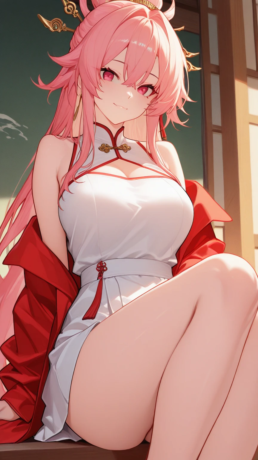 One Girl， （Urzan-6500：0.7）， K-POPアイドル， yae miko， ，   shoulders， Pink Hair， Long white hair， Japanese Clothing， The best quality in the best condition， （da pintura：1.5）， （hair ornaments：1.35）， gem， Purple eyes， 耳 Ring， ， Written boundary depth， Detailed face， Face Focus， ribbon_trim， （View your audience：1.25）， Non-traditional Shrine Maiden， Shiny skin， Long sleeve， Thick lips， Game CG， （Blur the background：1.2）， ， ，  whole body、Put your head on the urinal，Yogurt all over、whole bodyが濡れている、One Girll, , , , ，garbage,masterpiece, Highest quality, Very detailed,Knee-high socks、Long white elbow gloves、Long socks、Open your thighs wide to the left and right､crouch on the ground、Show the audience your crotch、:1.4、(Sweat)、(vapor）With 、sexy、Bold、Sexy、Inviting、dynamic、With 