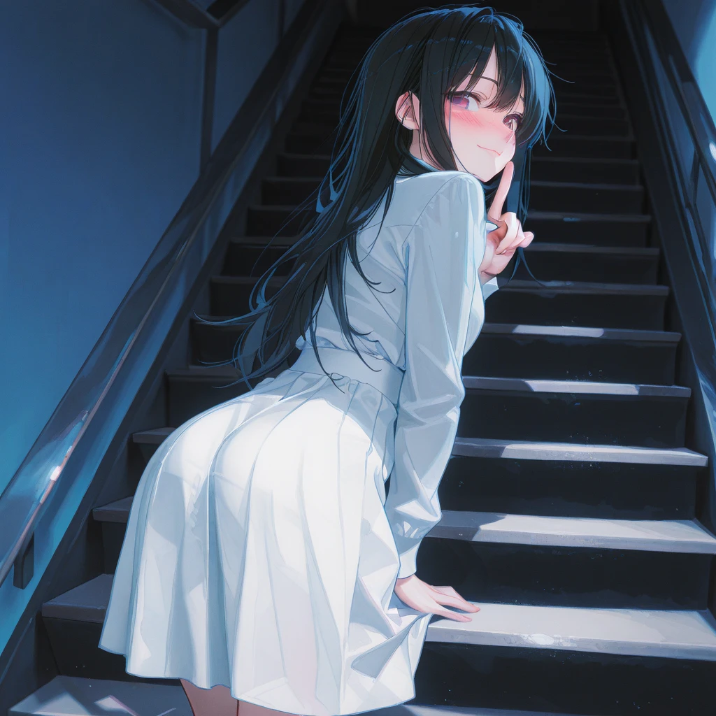 Back view,back、naked,Long scarf,loafers,White loose socks,Hime cut,Long Hair,bag、cel animation,raffed Asian , Surreal school girl, High school girl posing, Surreal school girl, Young and thin gravure idol, Young Sensual Gravure Idol, Asian, so beautiful, Cute school girl, Young and cute gravure idol, A real young gravure idol, beautiful Asian